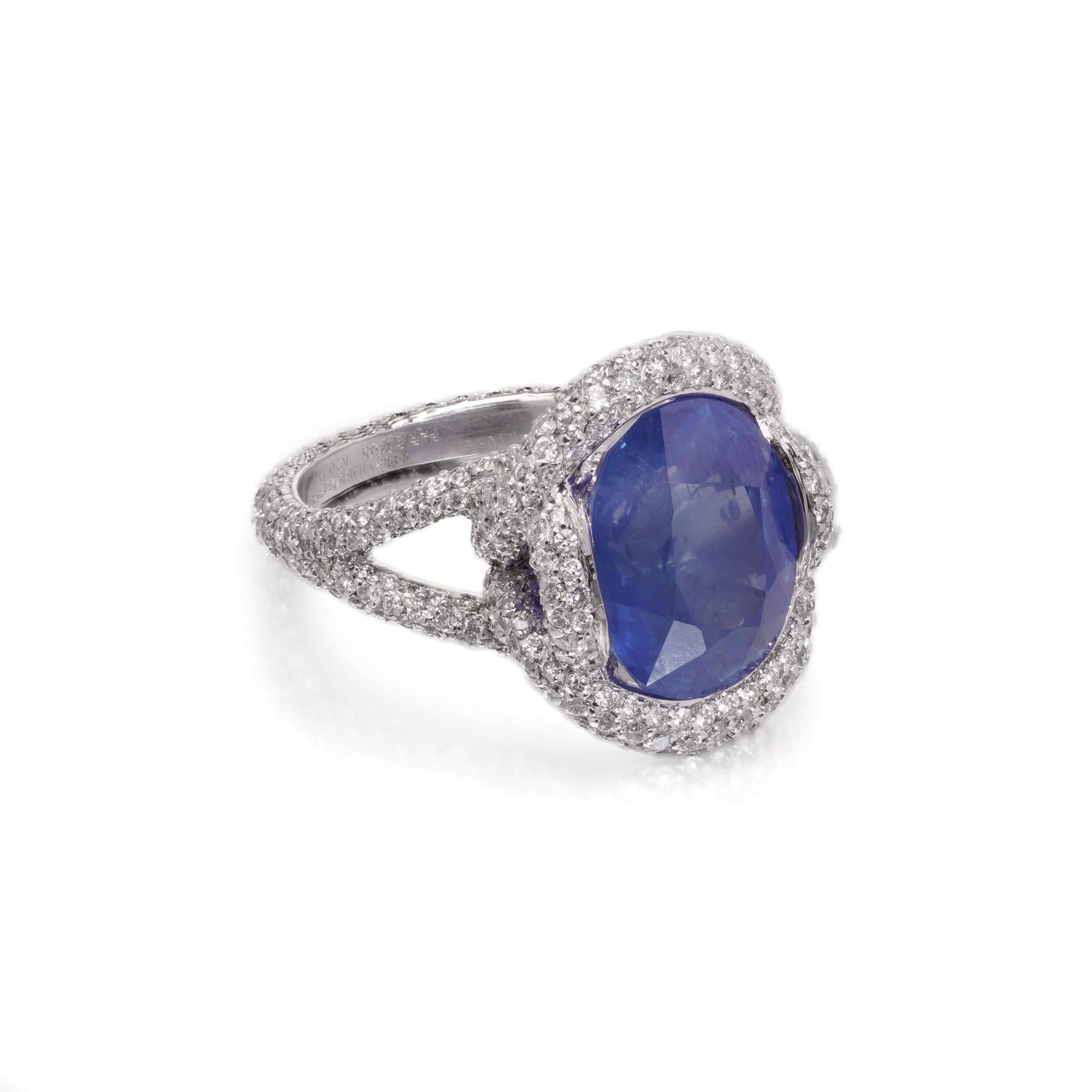 Mauboussin 18kt alter Ring mit 8,56 ct. Unerhitzter burmesischer Saphir & Diamanten im Angebot 5