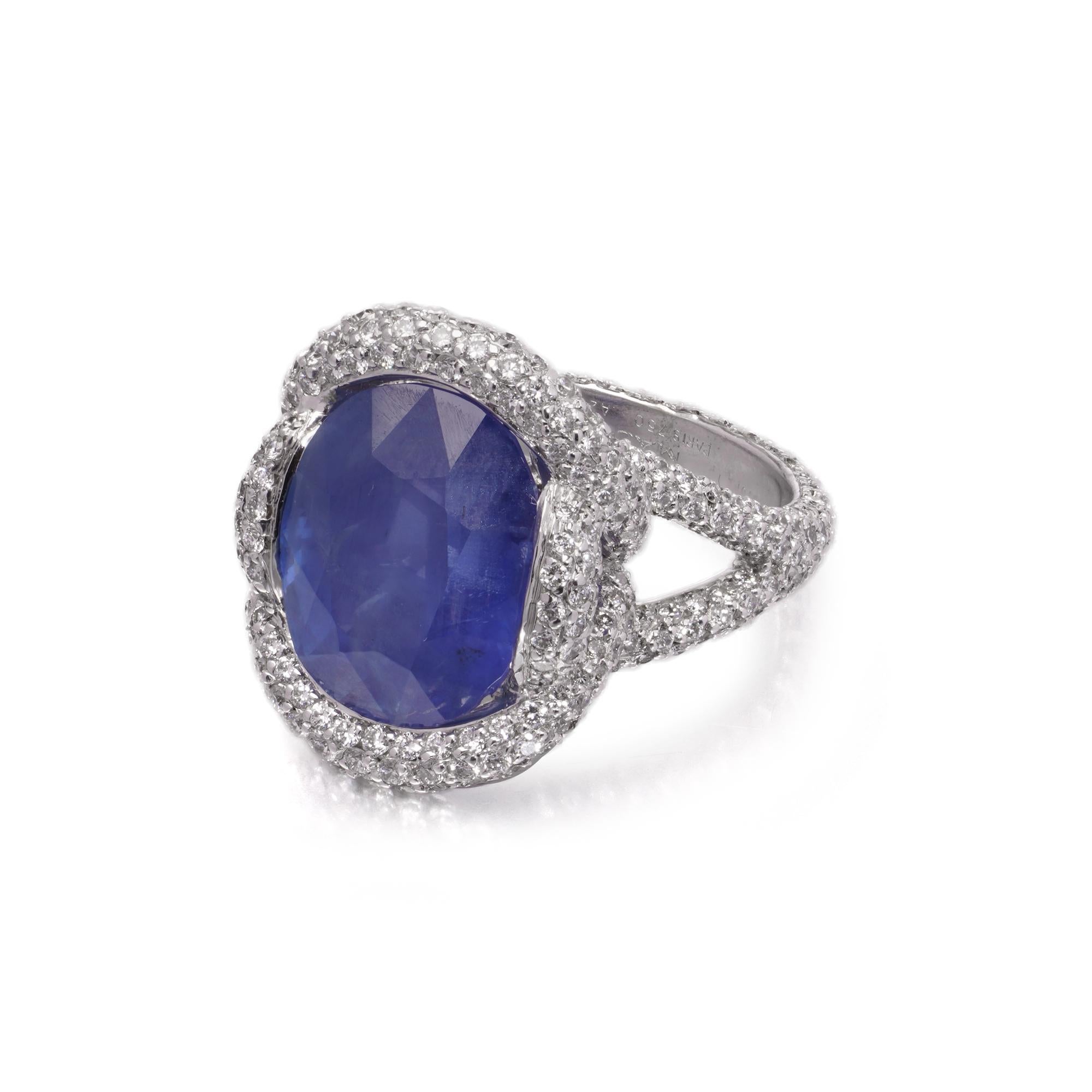 Mauboussin 18kt alter Ring mit 8,56 ct. Unerhitzter burmesischer Saphir & Diamanten im Angebot 6