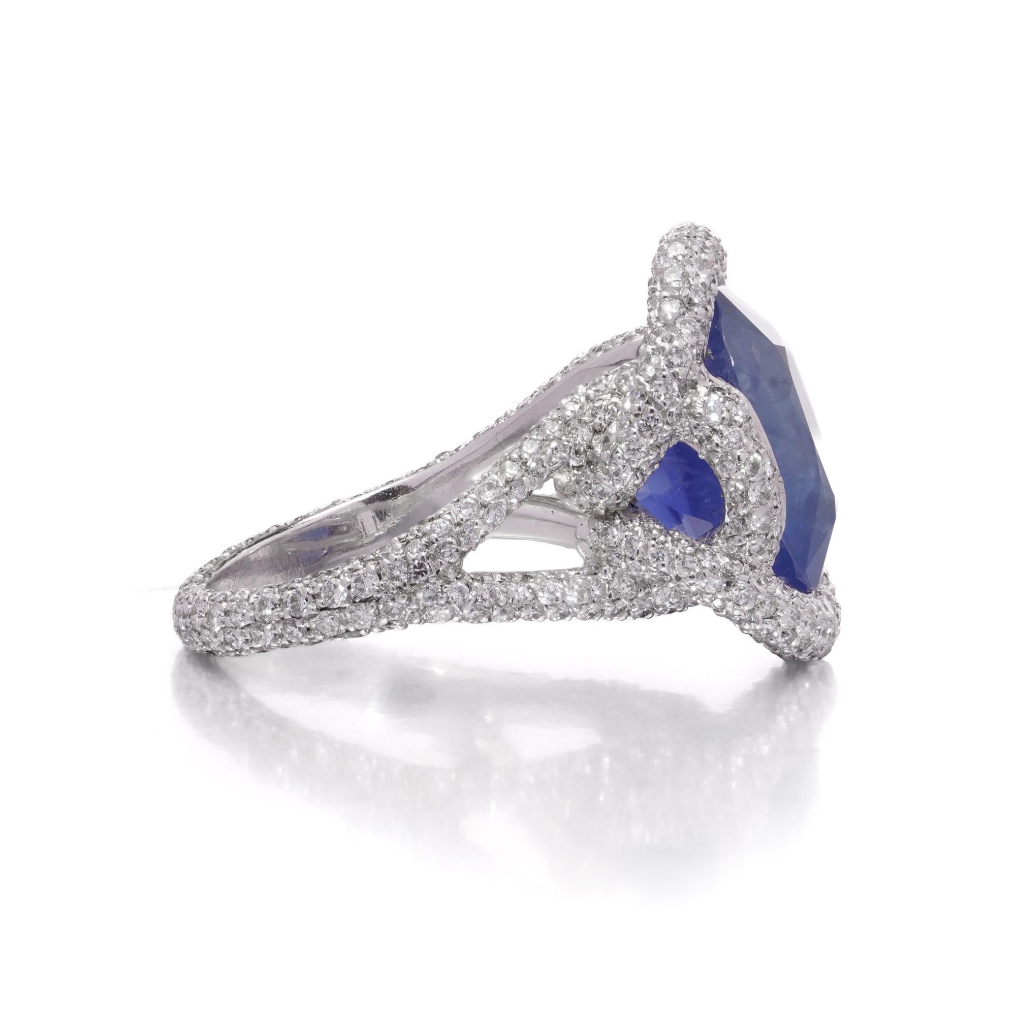 Mauboussin 18kt alter Ring mit 8,56 ct. Unerhitzter burmesischer Saphir & Diamanten Damen im Angebot