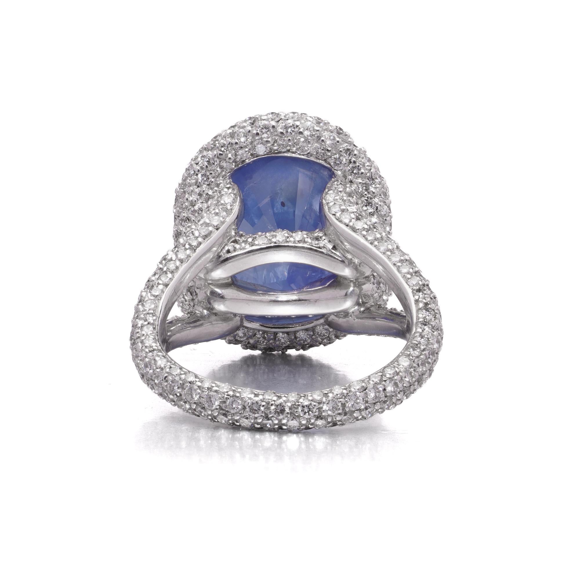 Mauboussin 18kt alter Ring mit 8,56 ct. Unerhitzter burmesischer Saphir & Diamanten im Angebot 1