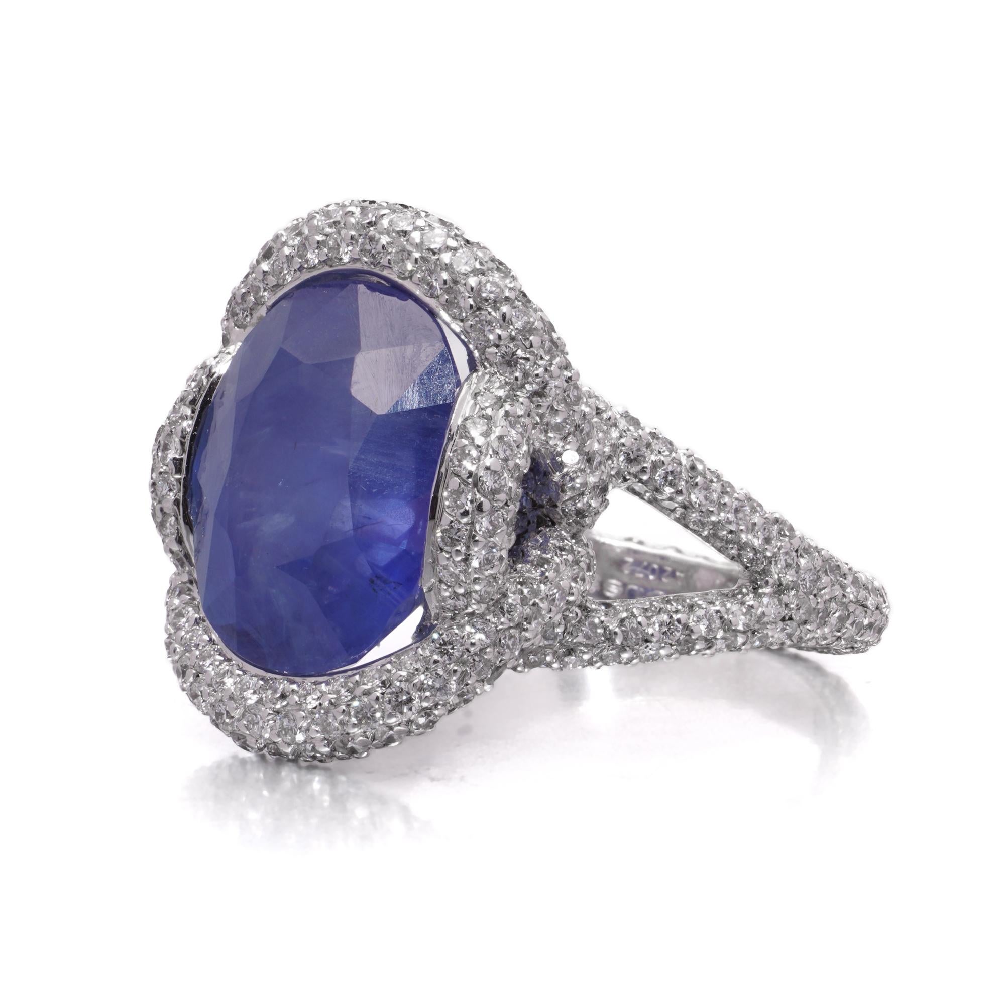 Mauboussin 18kt alter Ring mit 8,56 ct. Unerhitzter burmesischer Saphir & Diamanten im Angebot 2