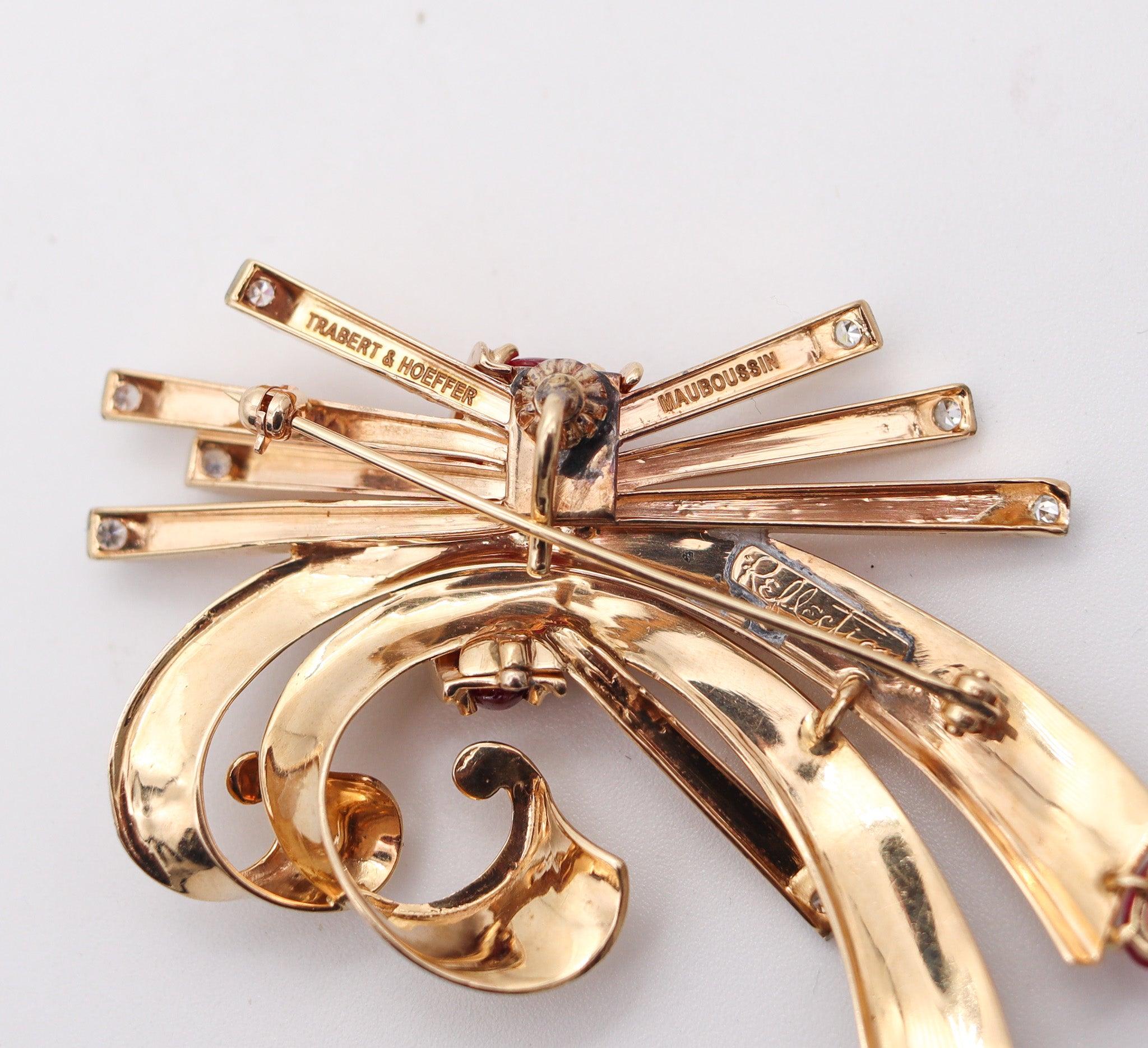 Donna Mauboussin 1938 Trabert & Hoeffer Ciondolo-spilla in oro 18Kt e rubini birmani in vendita