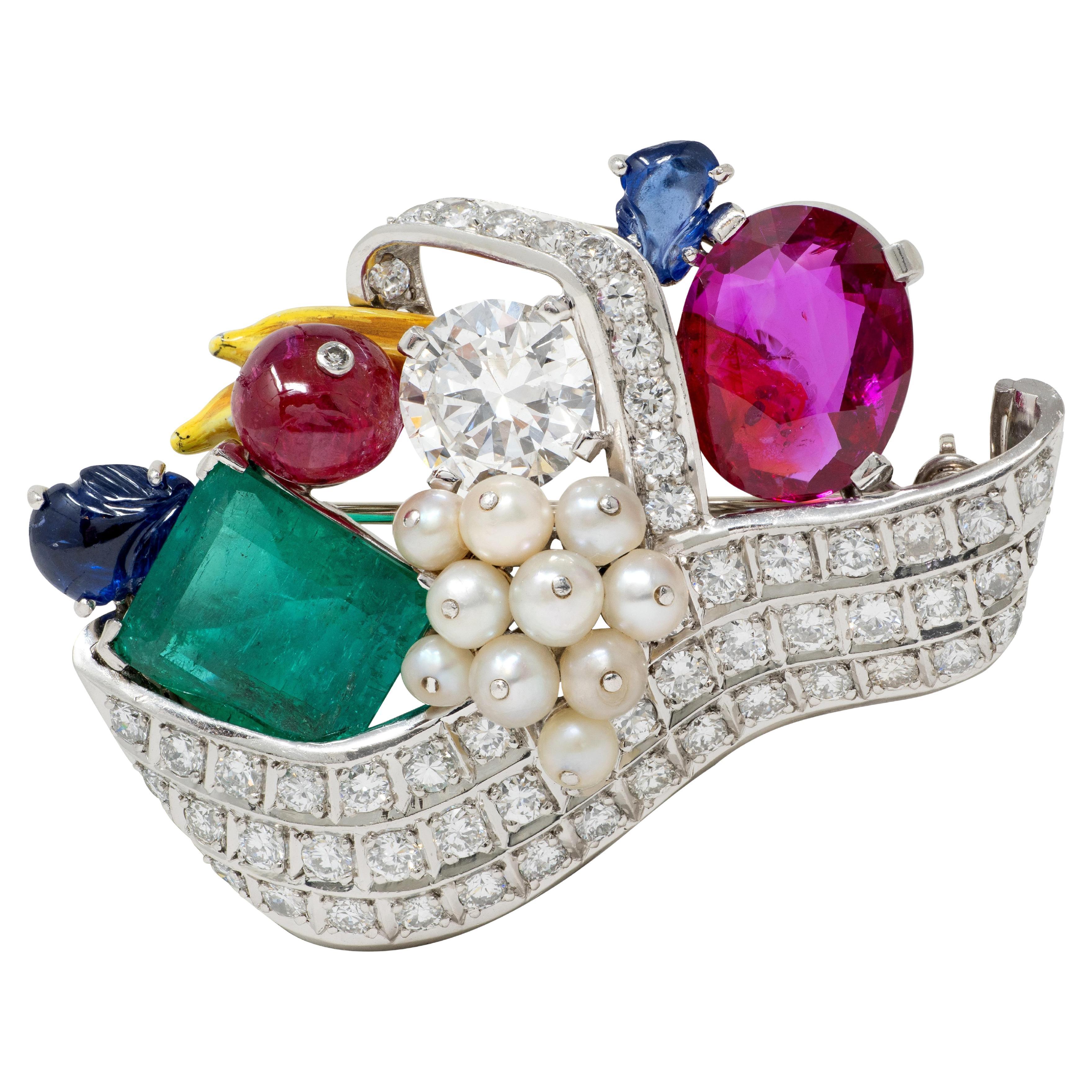 Mauboussin 1950 Burma Ruby Multi-gem Platinum Vin… - image 1