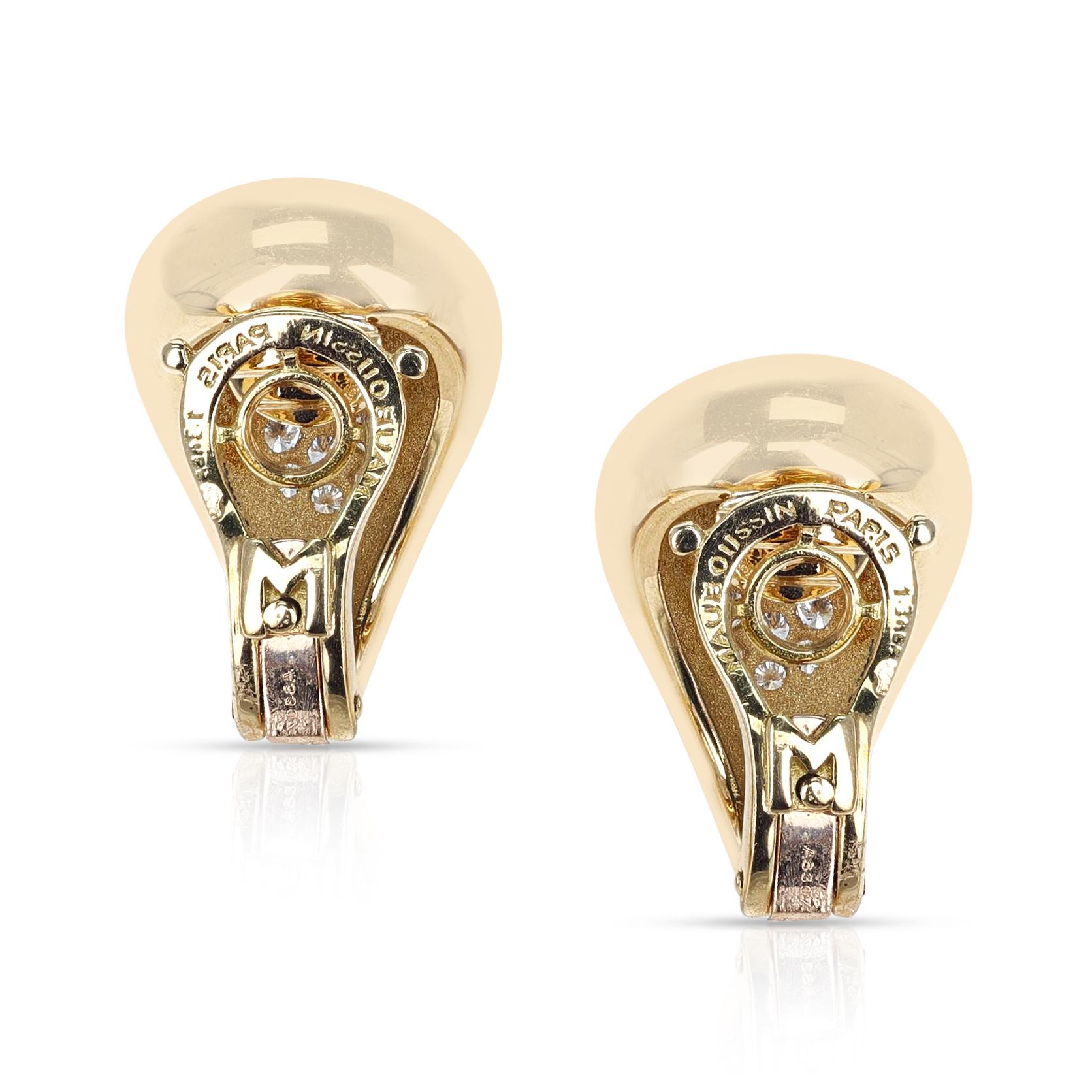 Mauboussin 2.18 ct. Citrine and 0.42 ct. Diamond Earrings, 18K Gold For Sale 1