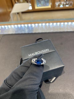 Mauboussin 4.20 Carat Blue Sapphire & Diamond Ring