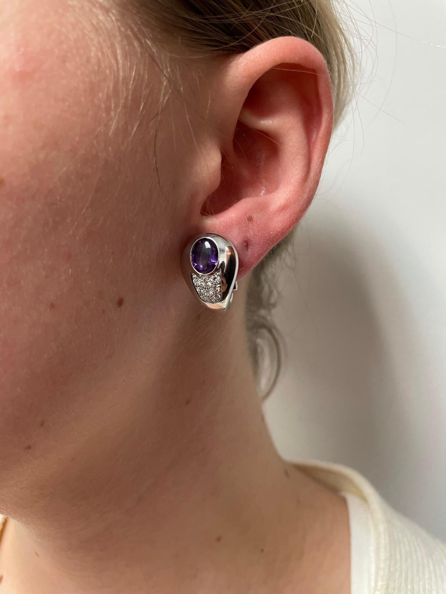 Mauboussin 2,20 ct. Améthyste et 0,42 carat Boucles d'oreilles diamant, or 18 carats en vente 3
