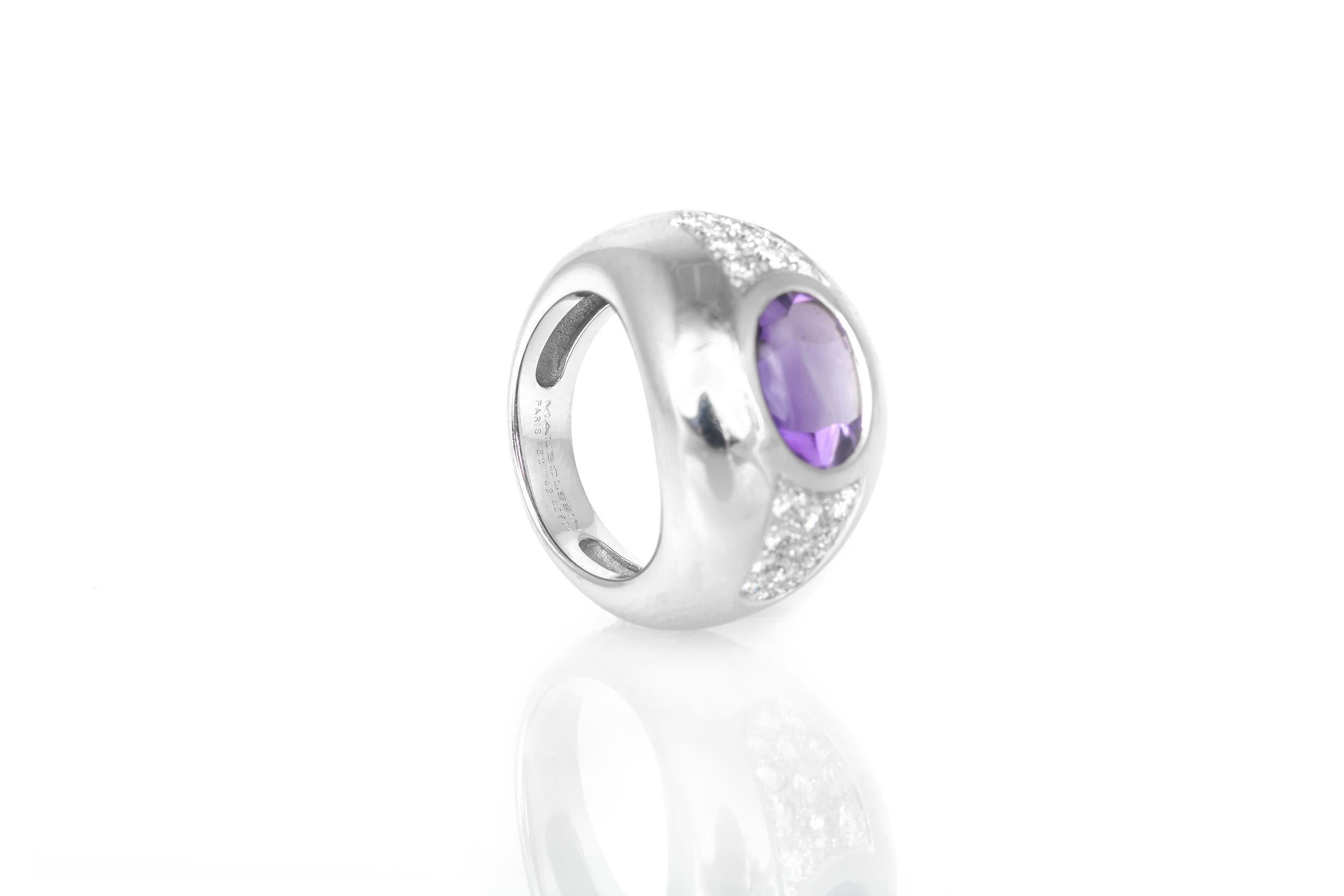 Anillo Mauboussin Amatista y Diamantes en Bueno estado para la venta en New York, NY