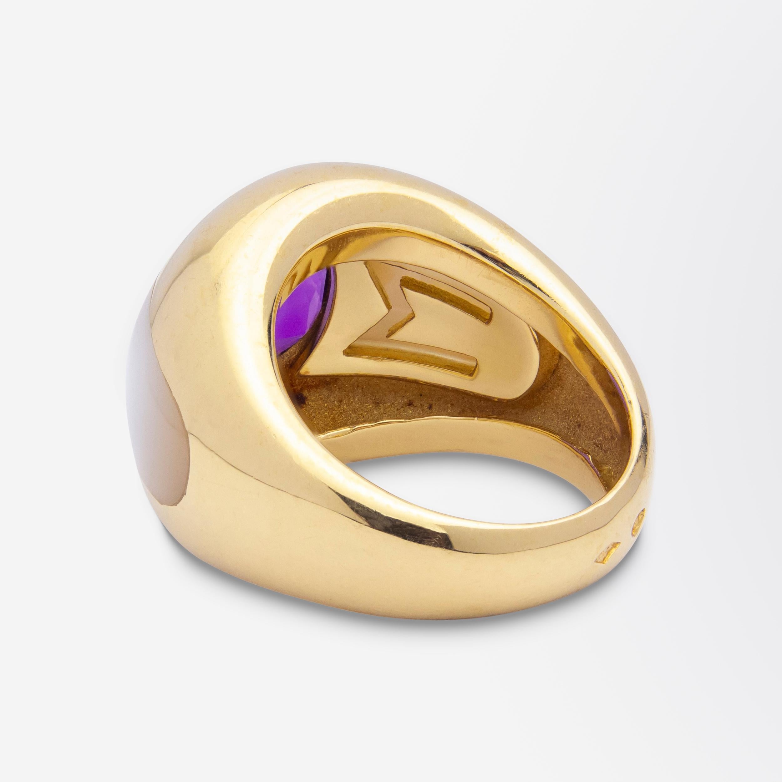 Mauboussin Amethyst & Mother of Pearl Cocktail Ring In Good Condition For Sale In Brisbane City, QLD