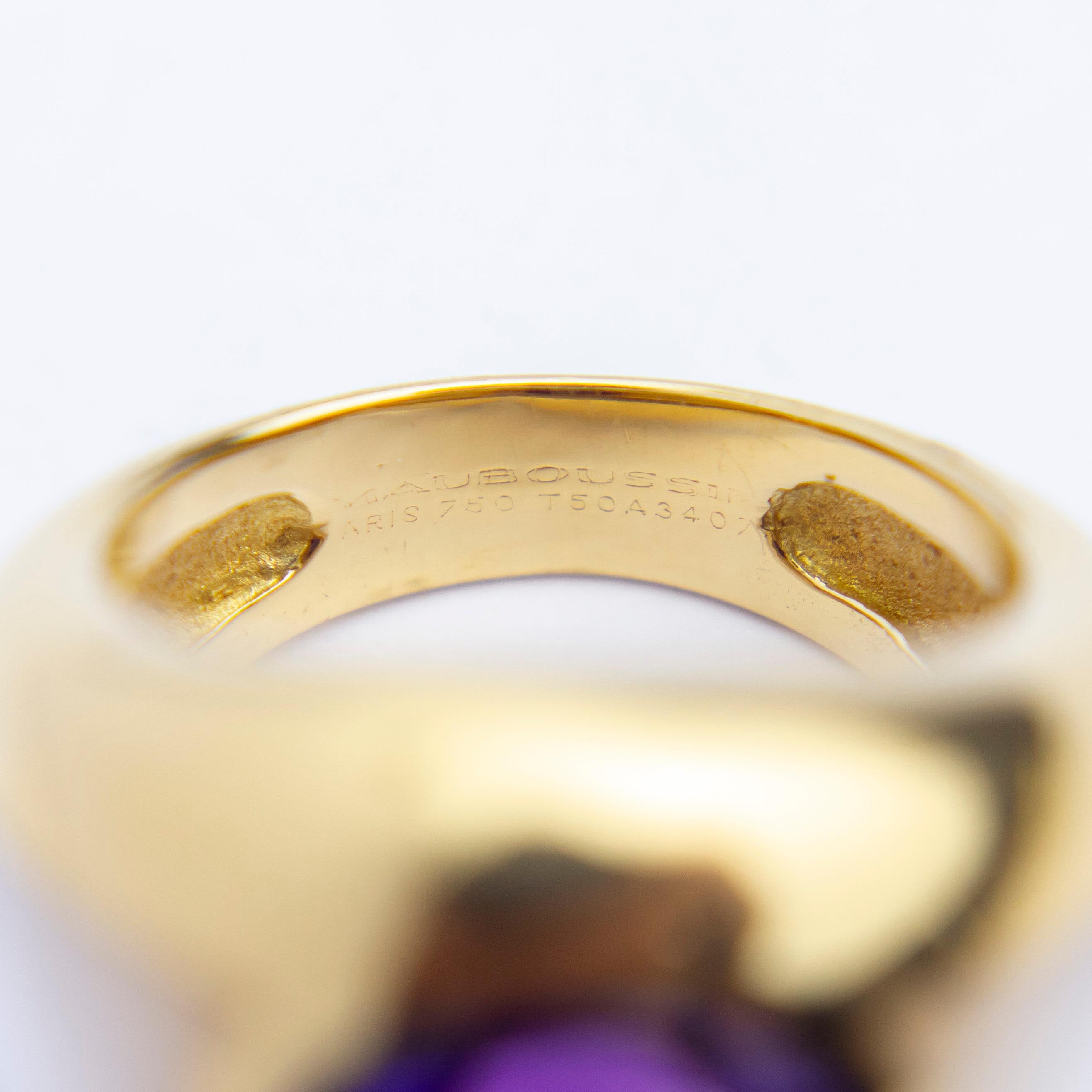 Mauboussin Amethyst & Mother of Pearl Cocktail Ring For Sale 2