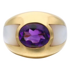 Anello Mauboussin con ametista e madreperla in oro giallo 18 carati
