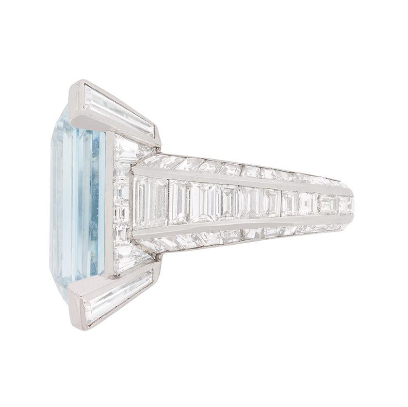 Mauboussin Aquamarine and Diamond Dress Ring, circa 1970s In Excellent Condition In London, GB