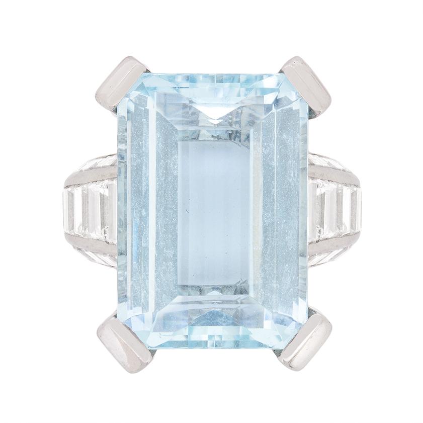 Mauboussin Aquamarine and Diamond Dress Ring, circa 1970s