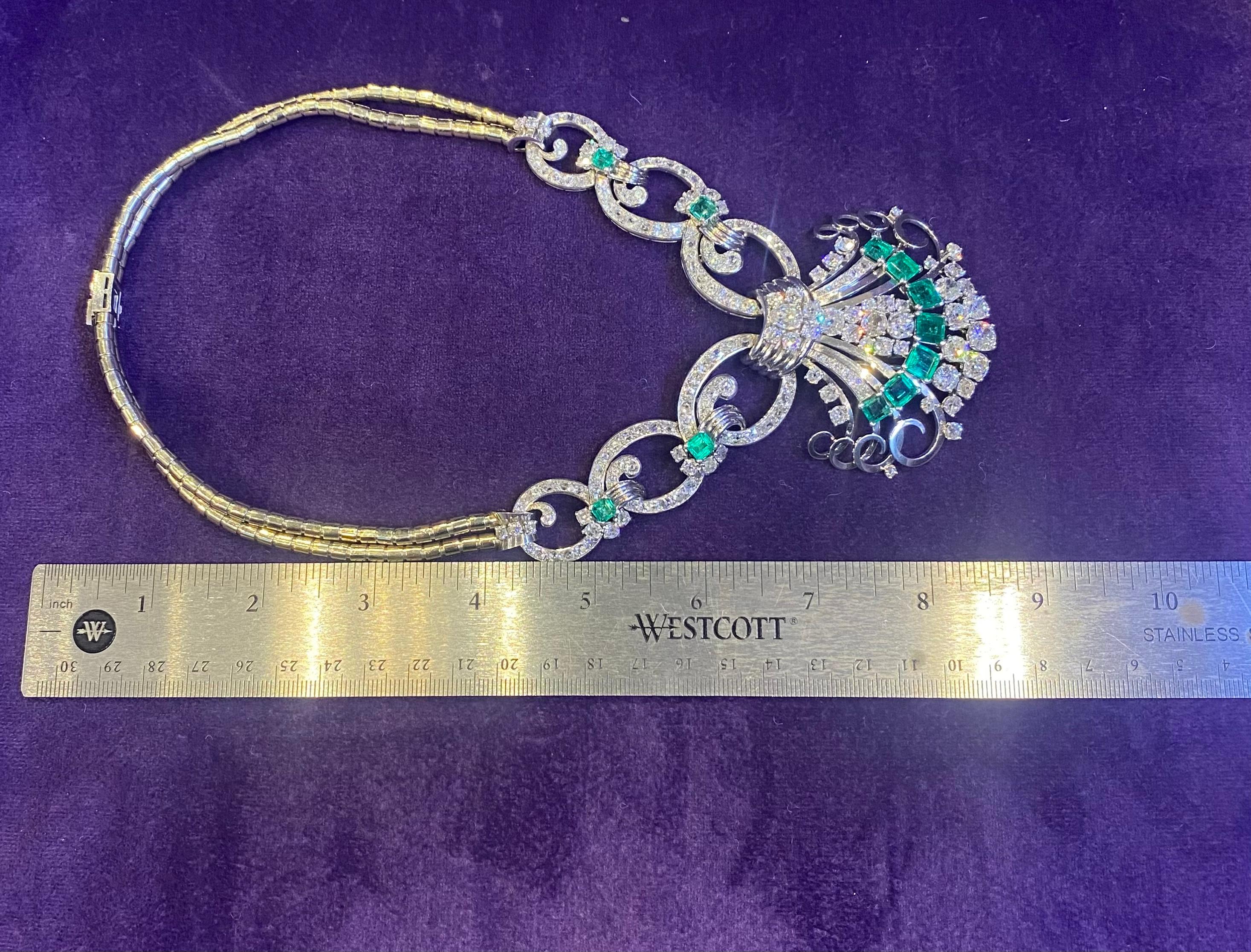 Mauboussin Art Deco Halskette mit Smaragd- und Diamant-Anhänger 9