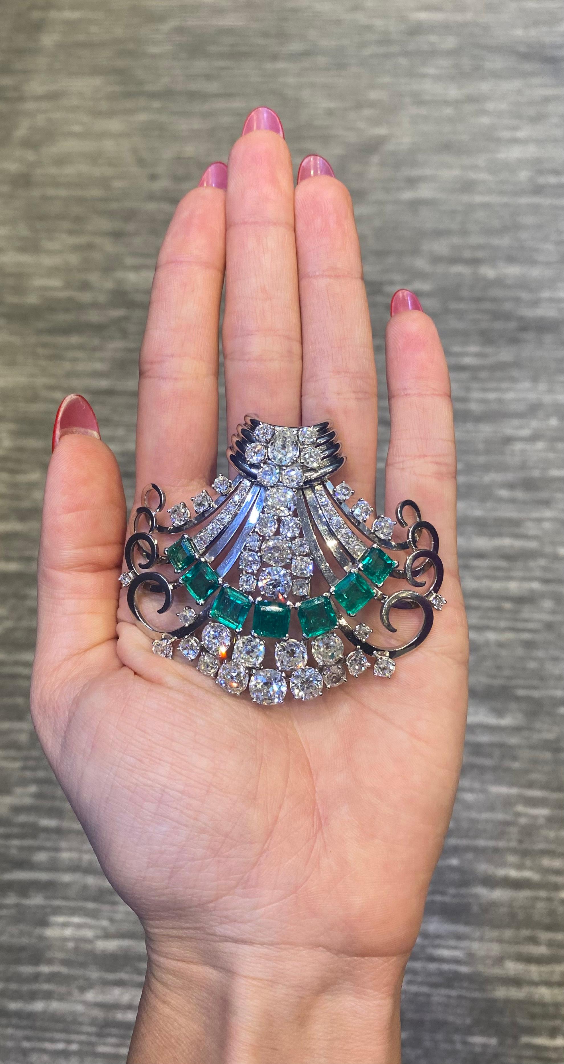 Mauboussin Art Deco Emerald & Diamond Pendant Necklace 1