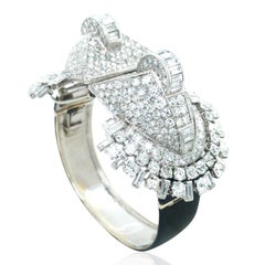 Mauboussin, Art Deco Platinum Diamond Double-clips Bangle, Certificate