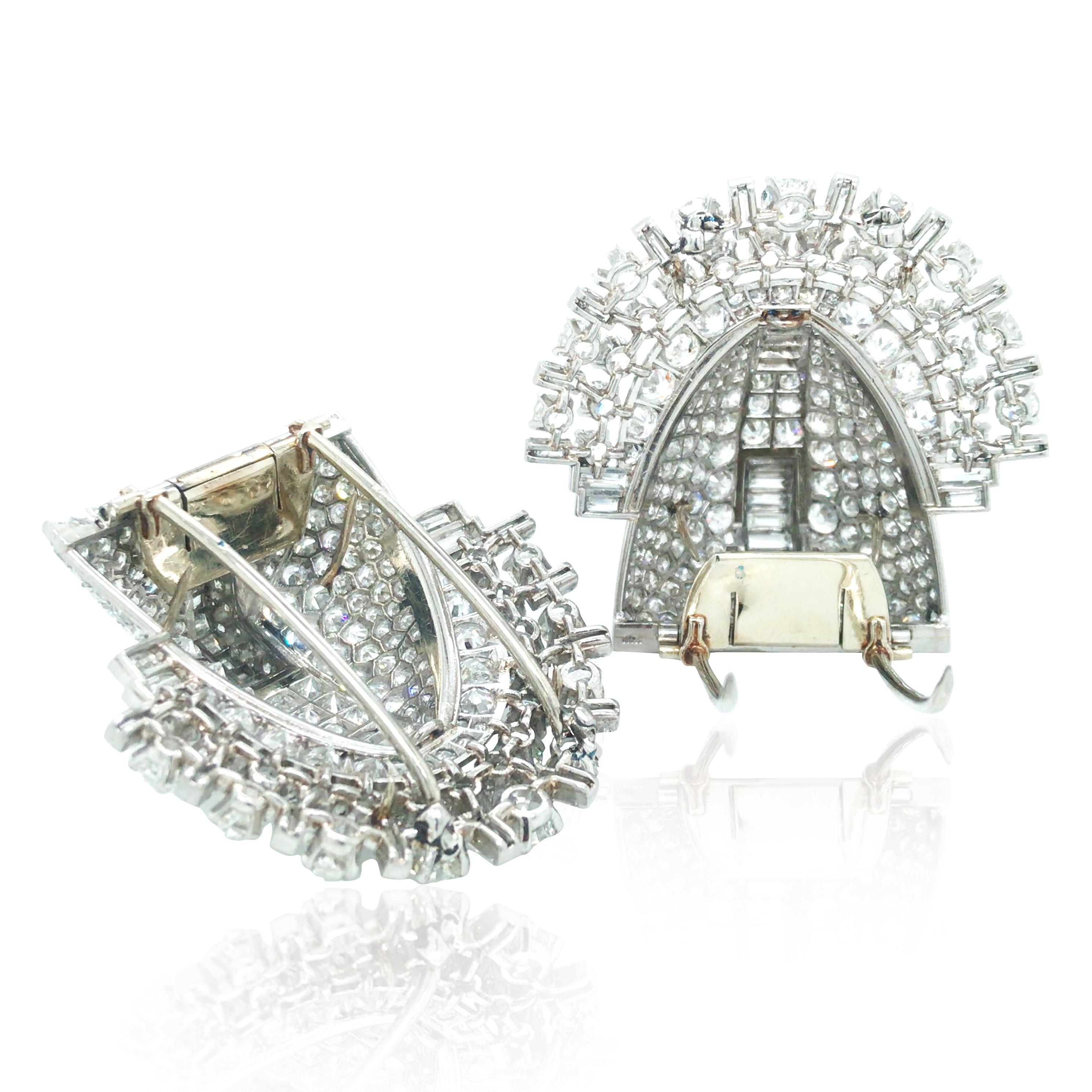 Mauboussin, Art Deco Platinum Diamond Double-clips Bangle, Certificate For Sale 2