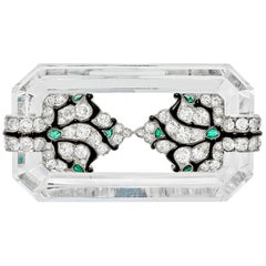 Mauboussin Art Deco Rock Crystal and Diamond Brooch, circa 1927