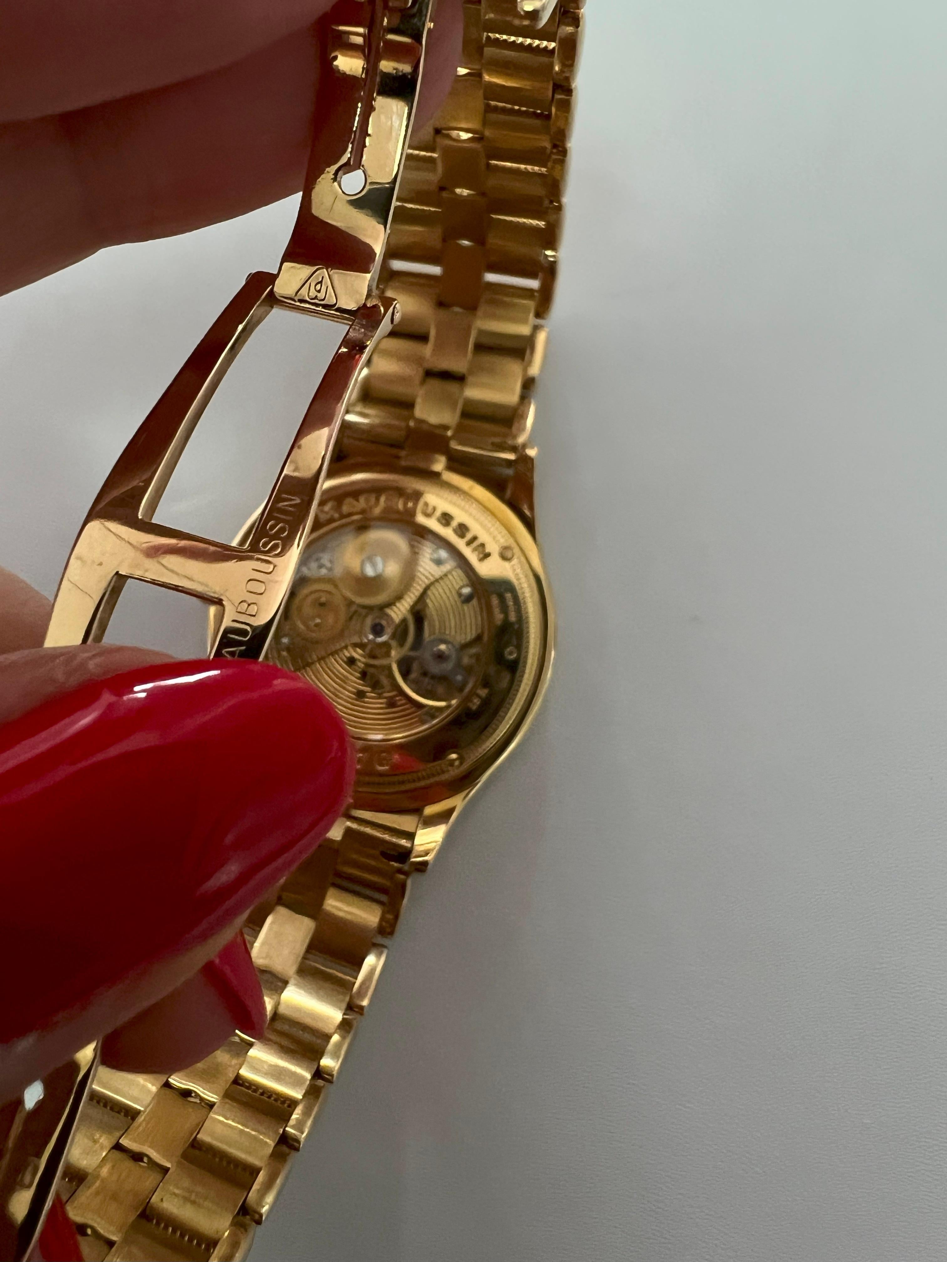 Mauboussin Black Dial 18 Karat Yellow Gold Vintage Watch  For Sale 5