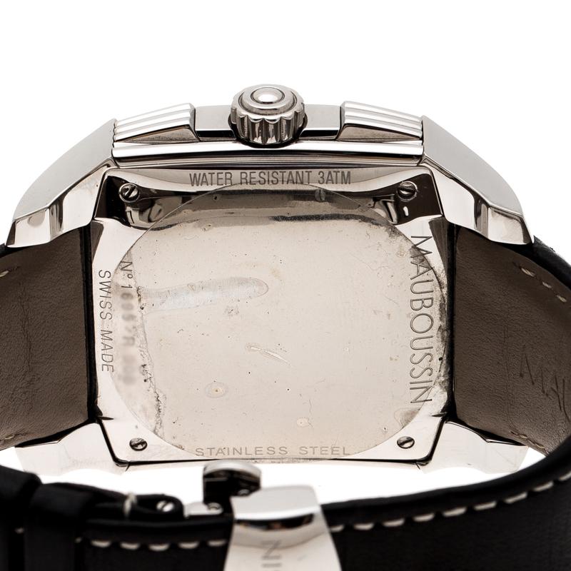 Contemporary Mauboussin Black Stainless Steel Delit 906 Chronograph Men's Wristwatch 42 mm