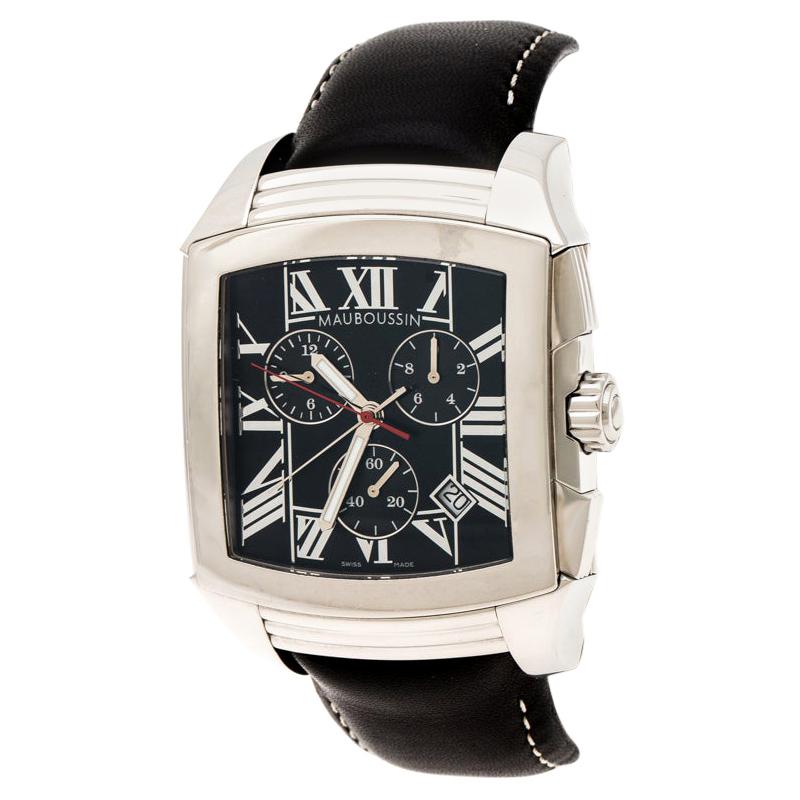 Mauboussin Black Stainless Steel Delit 906 Chronograph Men's Wristwatch 42 mm