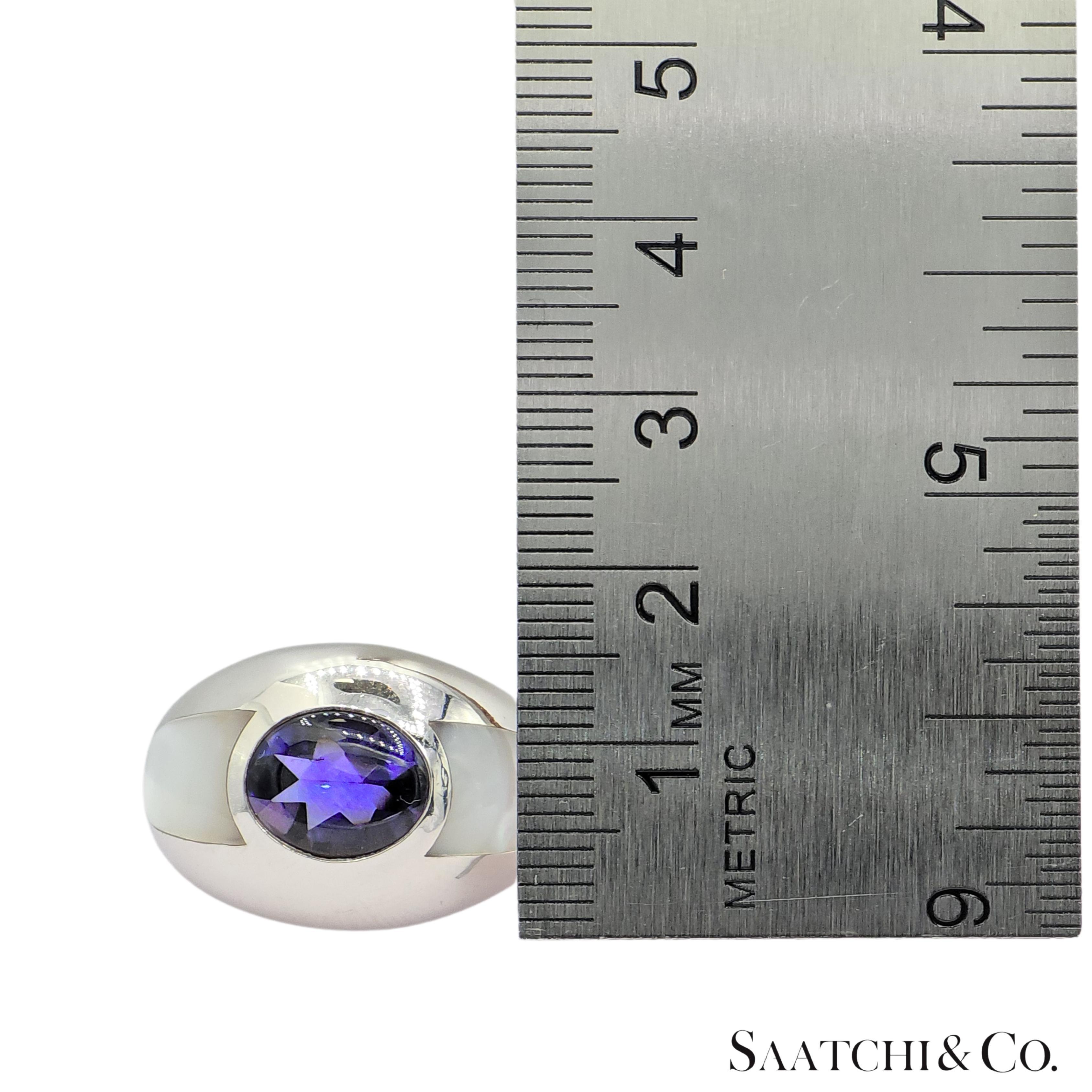 MAUBOUSSIN Bague Iolite bleue violette or blanc 18K 750 en vente 5