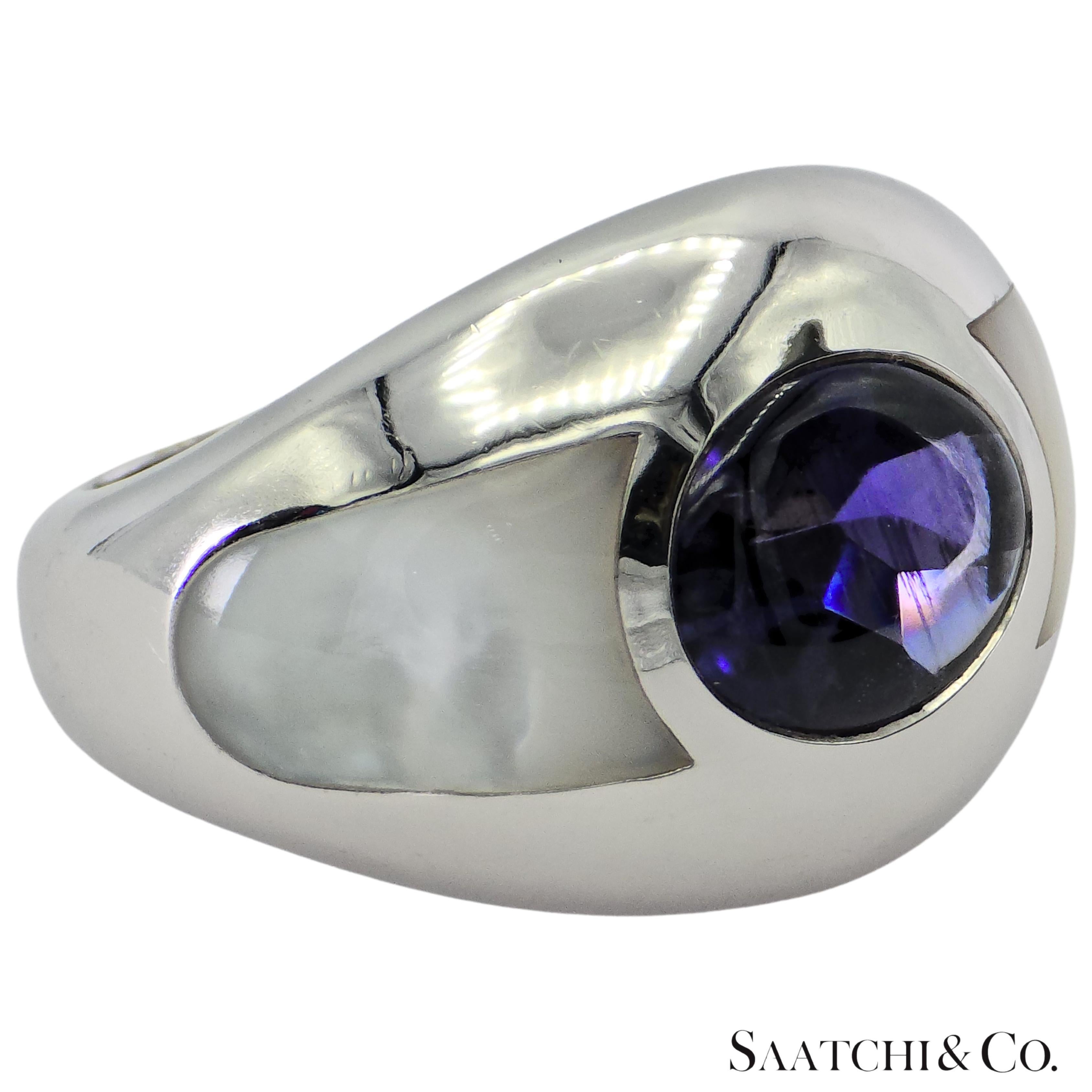 Contemporain MAUBOUSSIN Bague Iolite bleue violette or blanc 18K 750 en vente