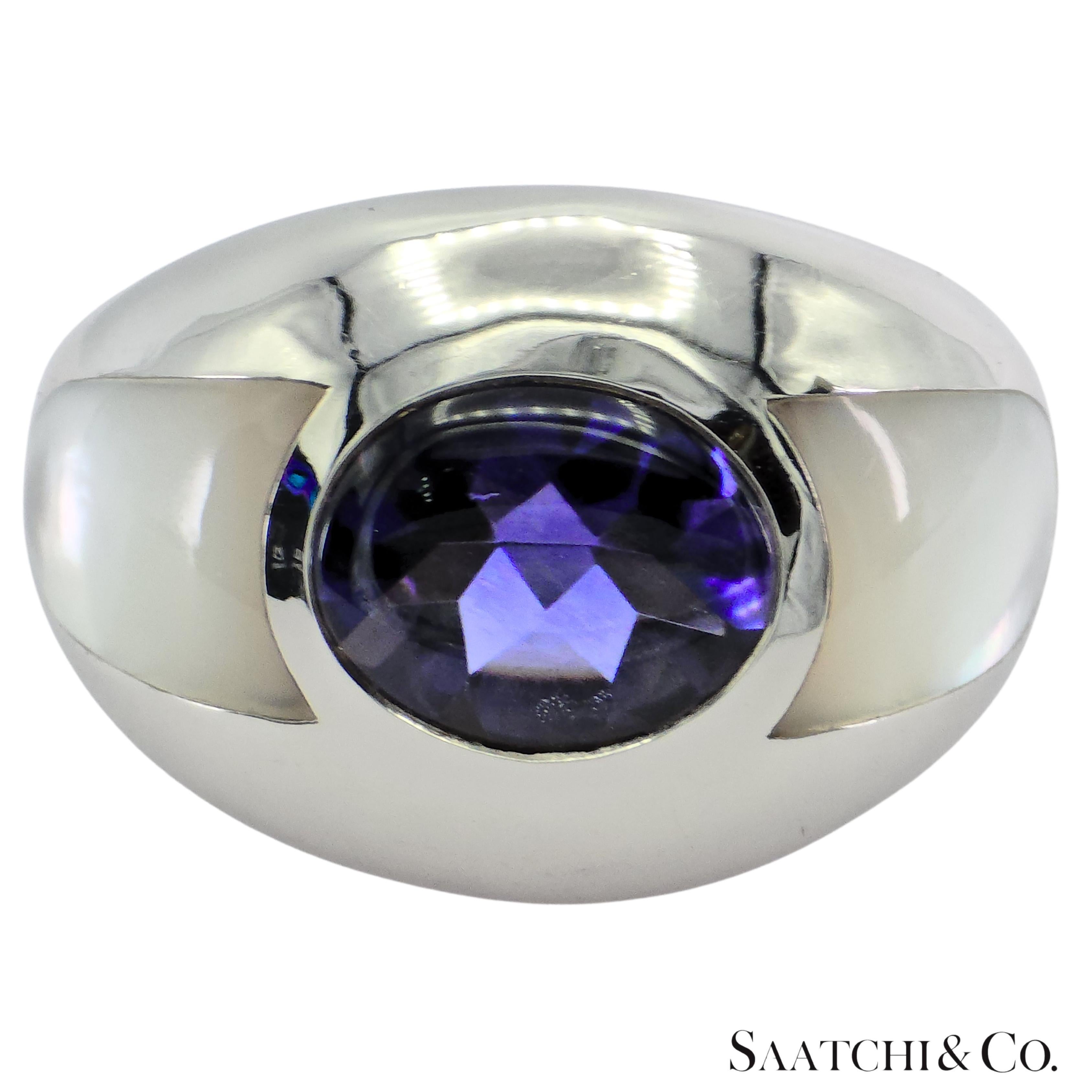 MAUBOUSSIN Bague Iolite bleue violette or blanc 18K 750 Excellent état - En vente à New York, NY