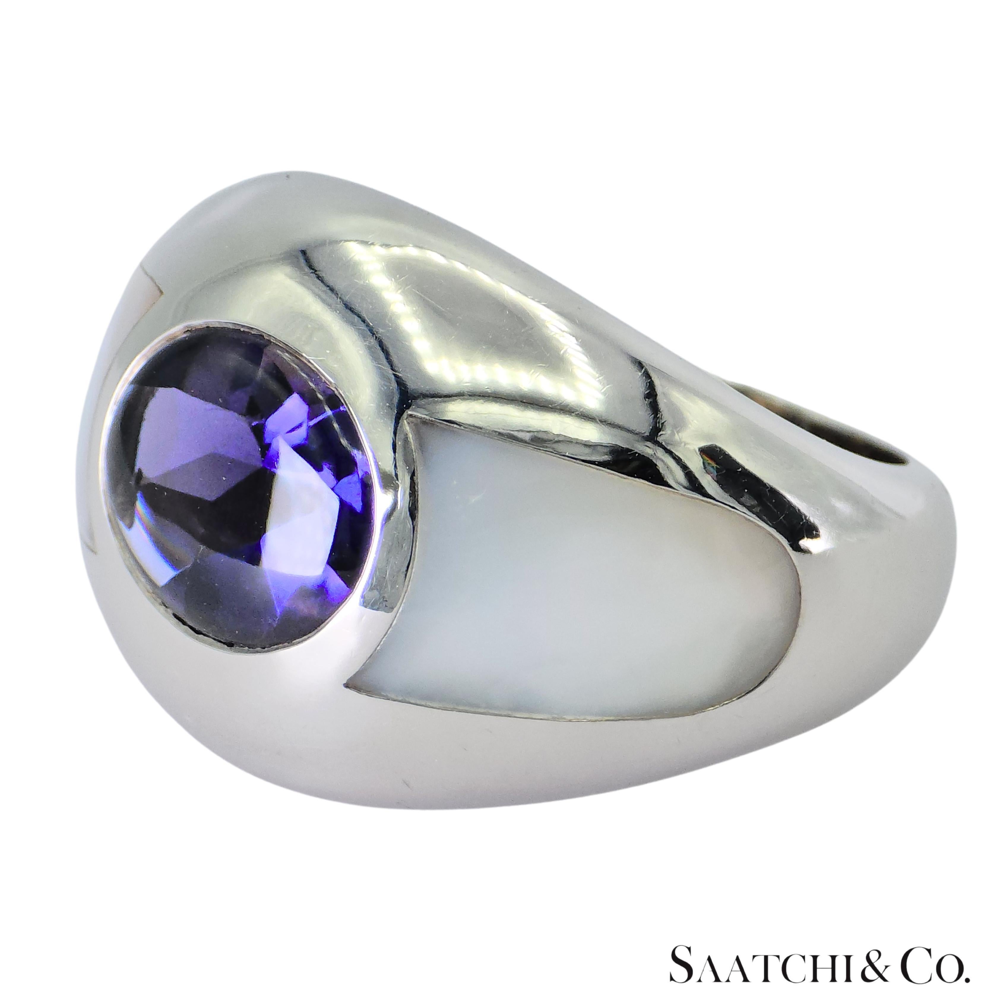 MAUBOUSSIN Bague Iolite bleue violette or blanc 18K 750 en vente 3