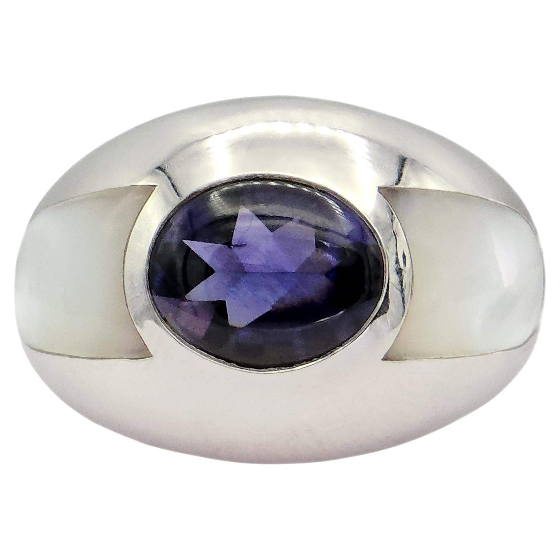 MAUBOUSSIN Bague Iolite bleue violette or blanc 18K 750 en vente