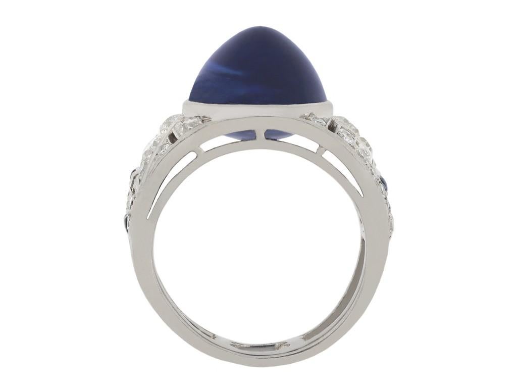 cabochon sapphire engagement ring