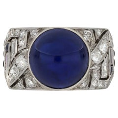 Bague en saphir cabochon et diamant de Mauboussin, française, vers 1929