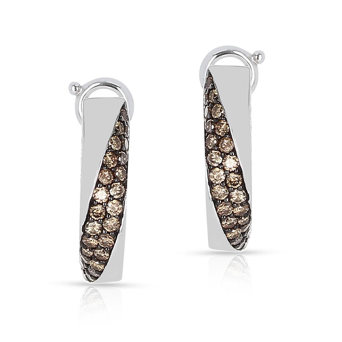 Mauboussin Champagne Diamond Pave Earrings, 18 Karat White Gold 2