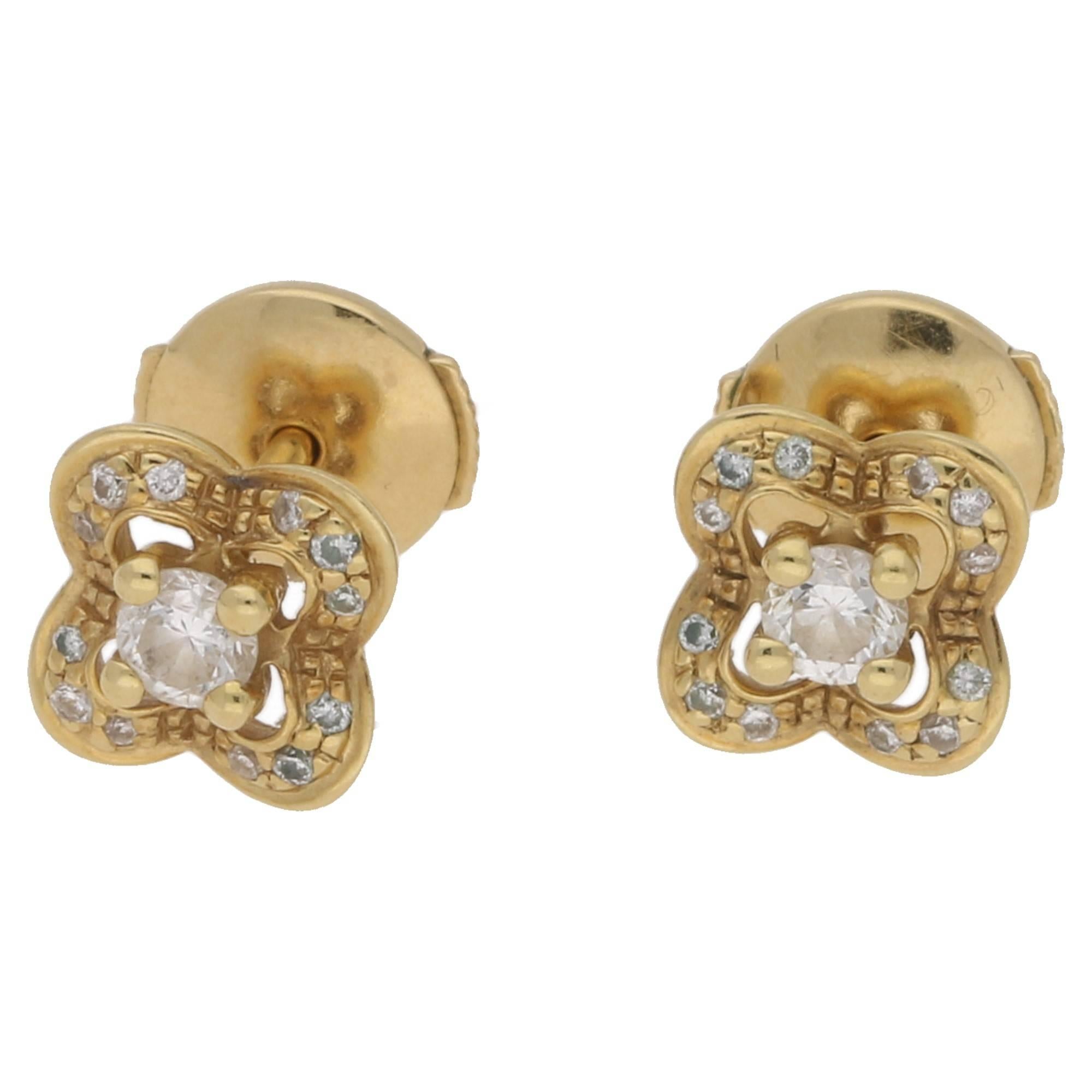 Mauboussin Chance of Love Diamond Gold Earrings In Excellent Condition In London, GB