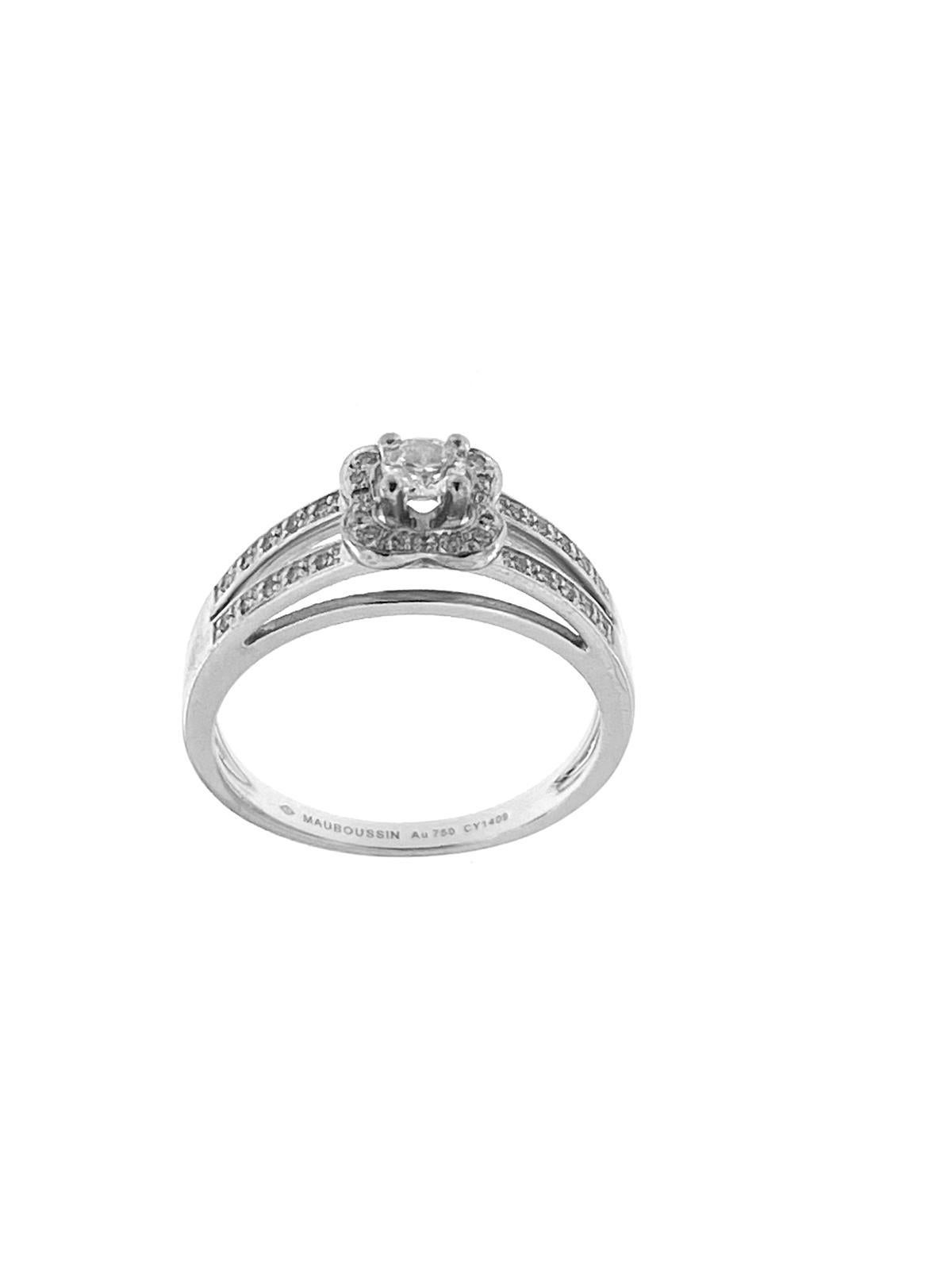 Contemporary Mauboussin Chance of Love N°2 White Gold Engagement Ring with Diamonds For Sale