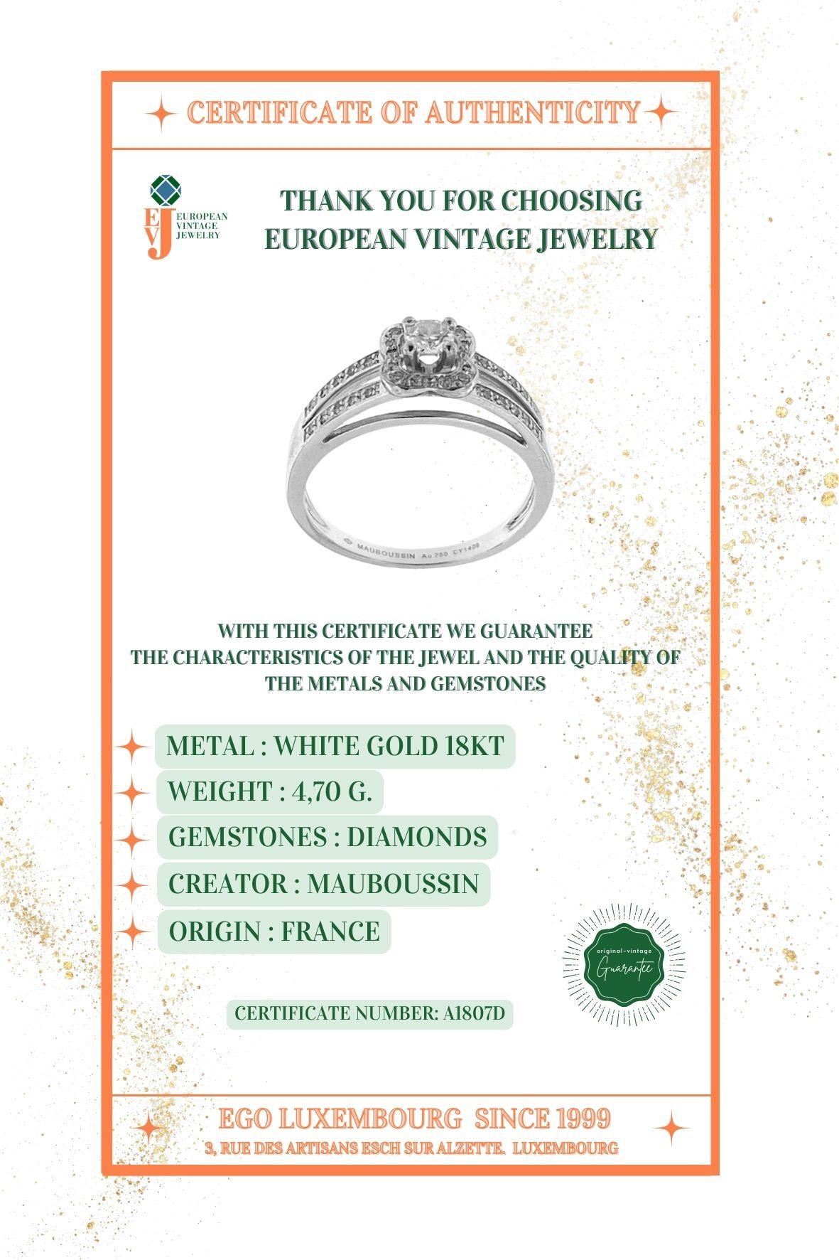 Mauboussin Chance of Love N°2 Bague de fiançailles en or blanc avec diamants en vente 2