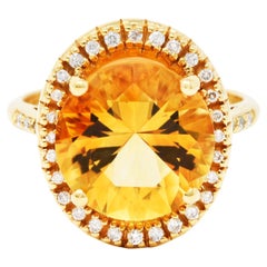 Mauboussin Citrine Diamond 18 Karat Gold Halo Ring