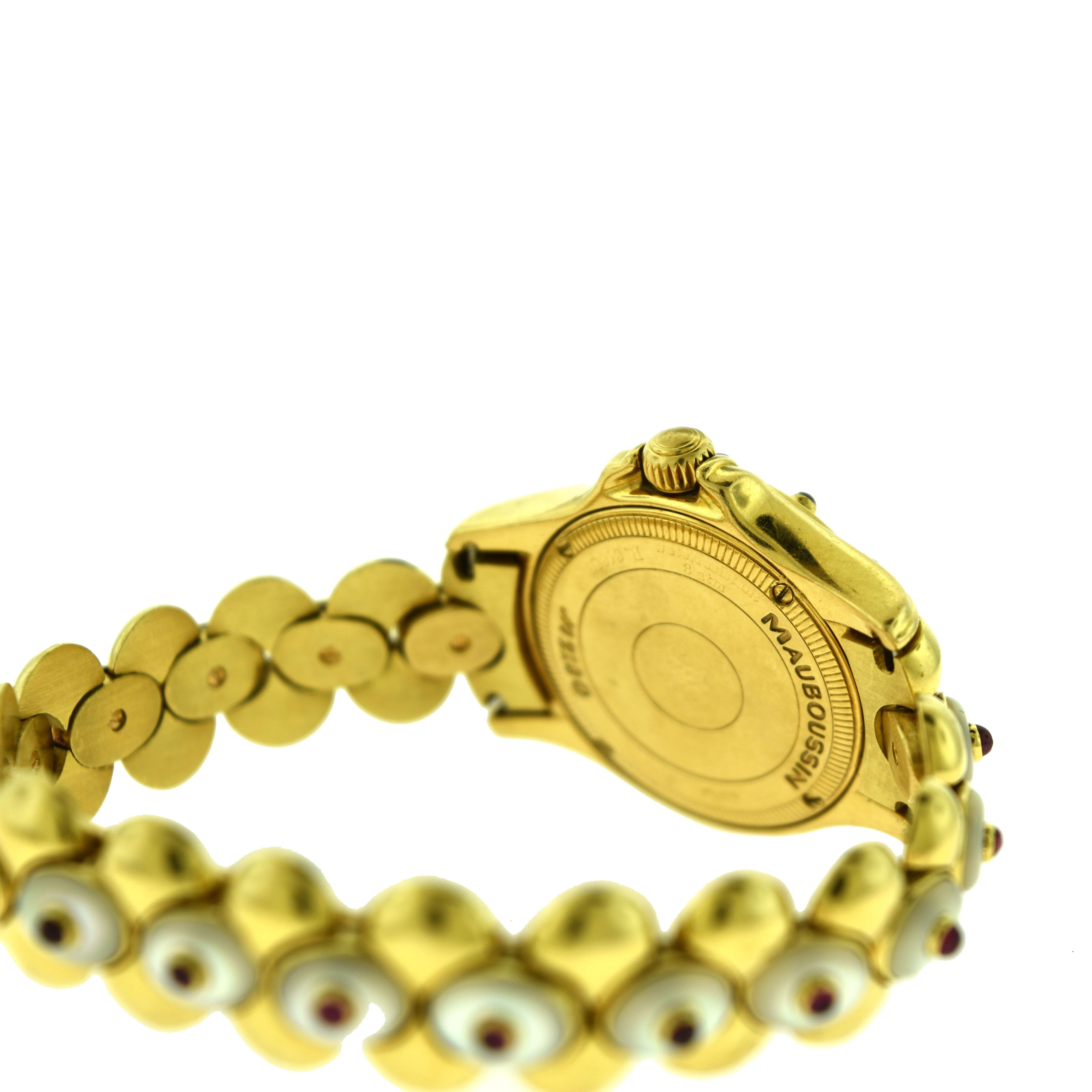 Women's or Men's Mauboussin Classic Multi Gem Stone Round Watch Ref. R.64680 in 18 Karat Gold