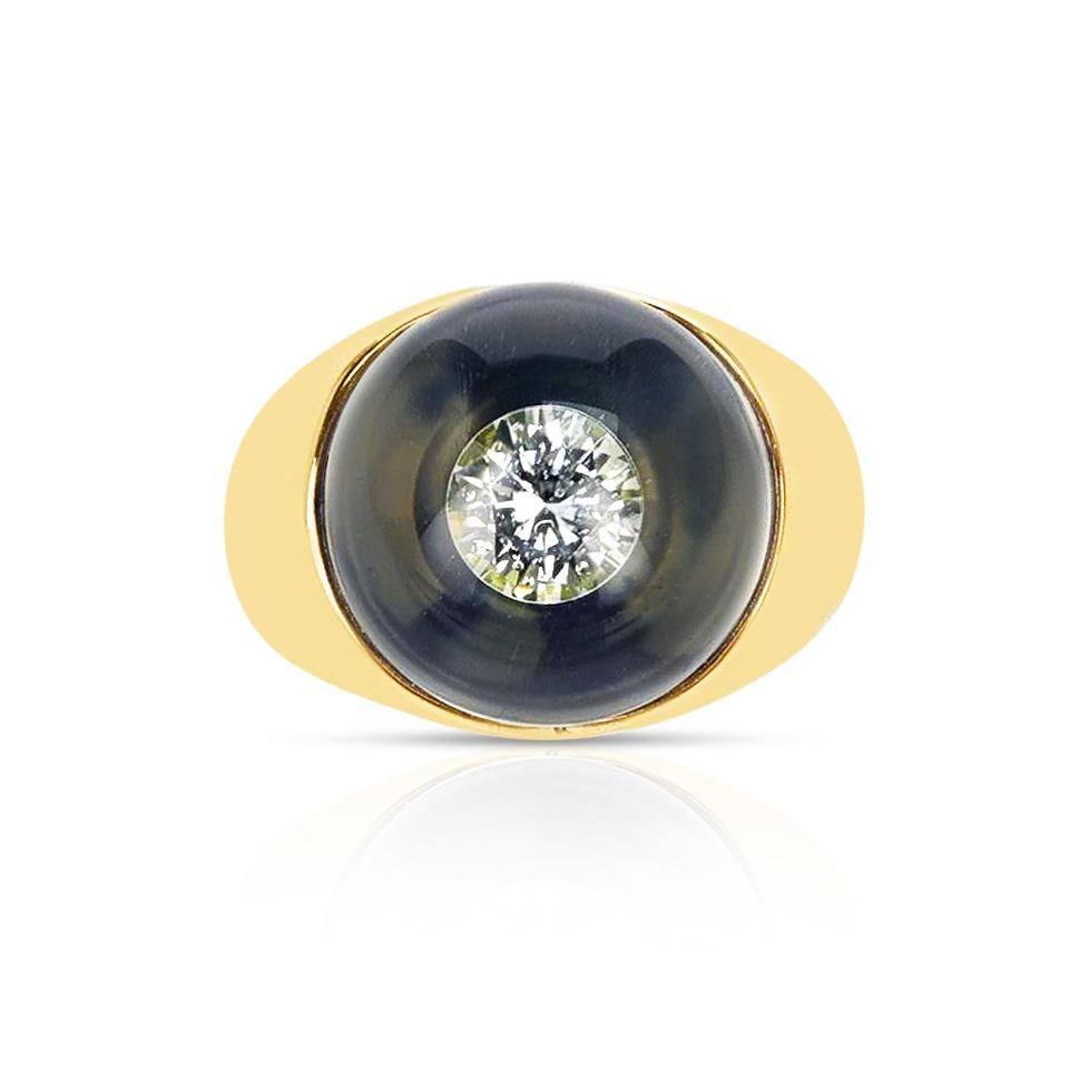 Mauboussin Kuppelring aus klarem Kristall mit dunklem Farbton und Diamanten, 18K (Rundschliff)