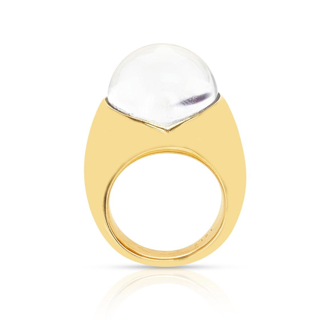 Mauboussin Kuppelring aus klarem Kristall mit dunklem Farbton und Diamanten, 18K im Zustand „Hervorragend“ in New York, NY