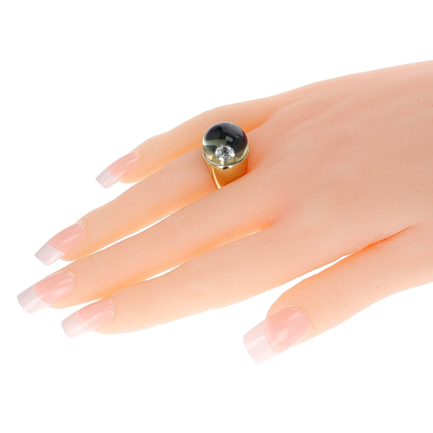Mauboussin Kuppelring aus klarem Kristall mit dunklem Farbton und Diamanten, 18K 1