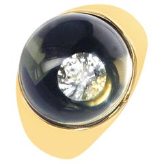 Mauboussin Clear Crystal with Dark Tint and Diamond Dome Ring, 18K