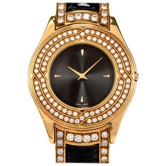 Mauboussin Diamant 18 Karat Gold Schwarzes Leder Herrenuhr R62683