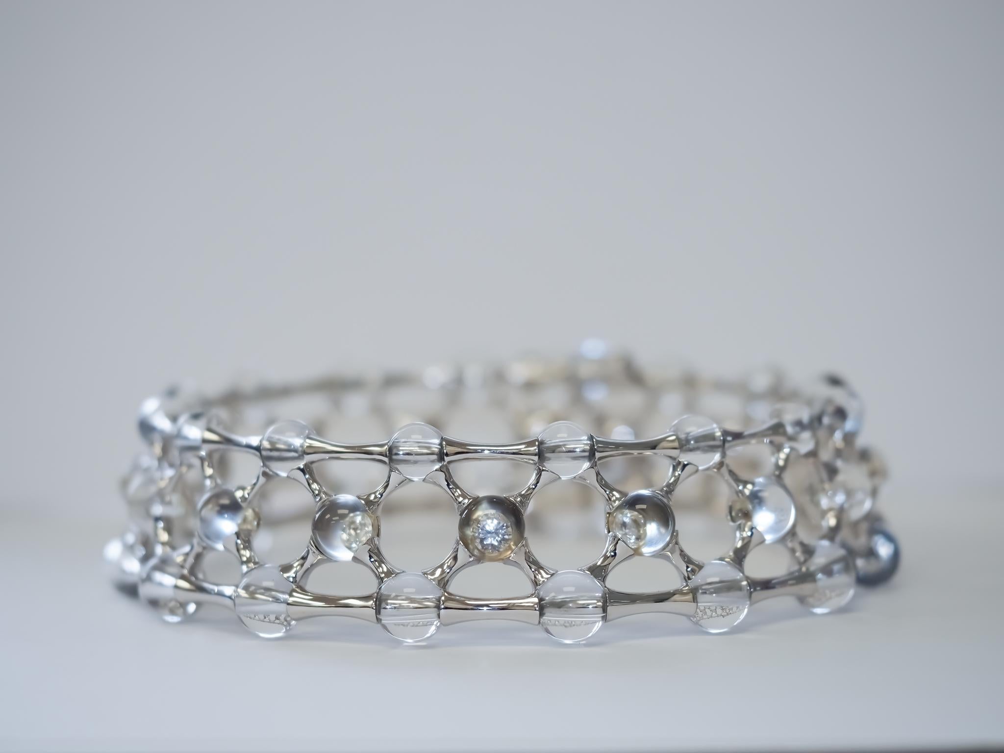 Taglio rotondo Mauboussin Diamond aMauboussin Collana con diamanti e quarzo in oro bianco 18 carati in vendita