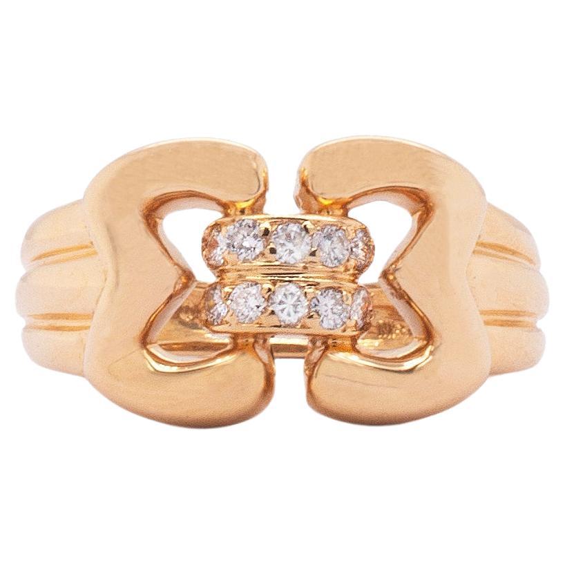 Mauboussin Diamond and 18 Carat Yellow Gold Double Buckle Ring For Sale