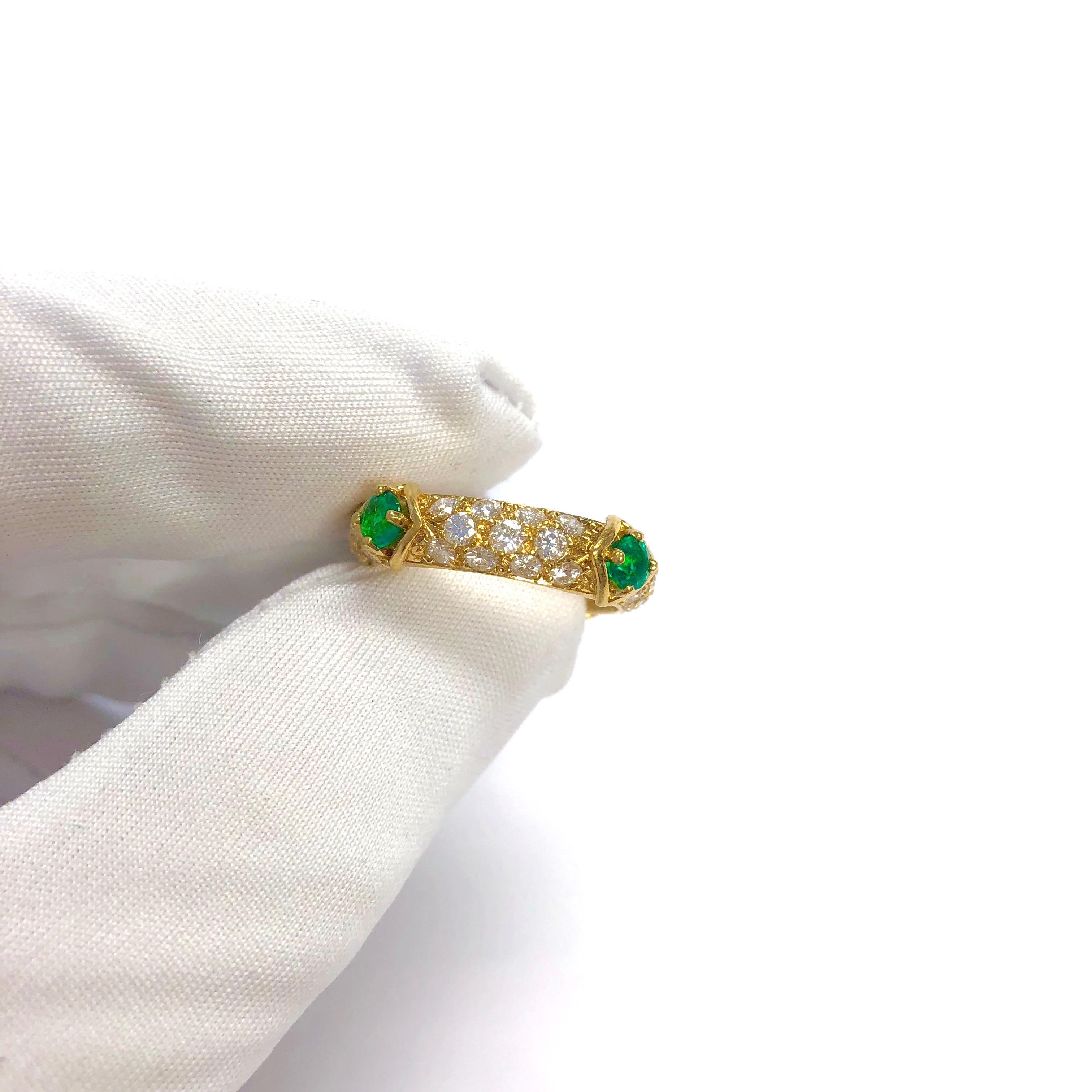 Mauboussin Diamond and Emerald Yellow Gold Eternity Band For Sale 5