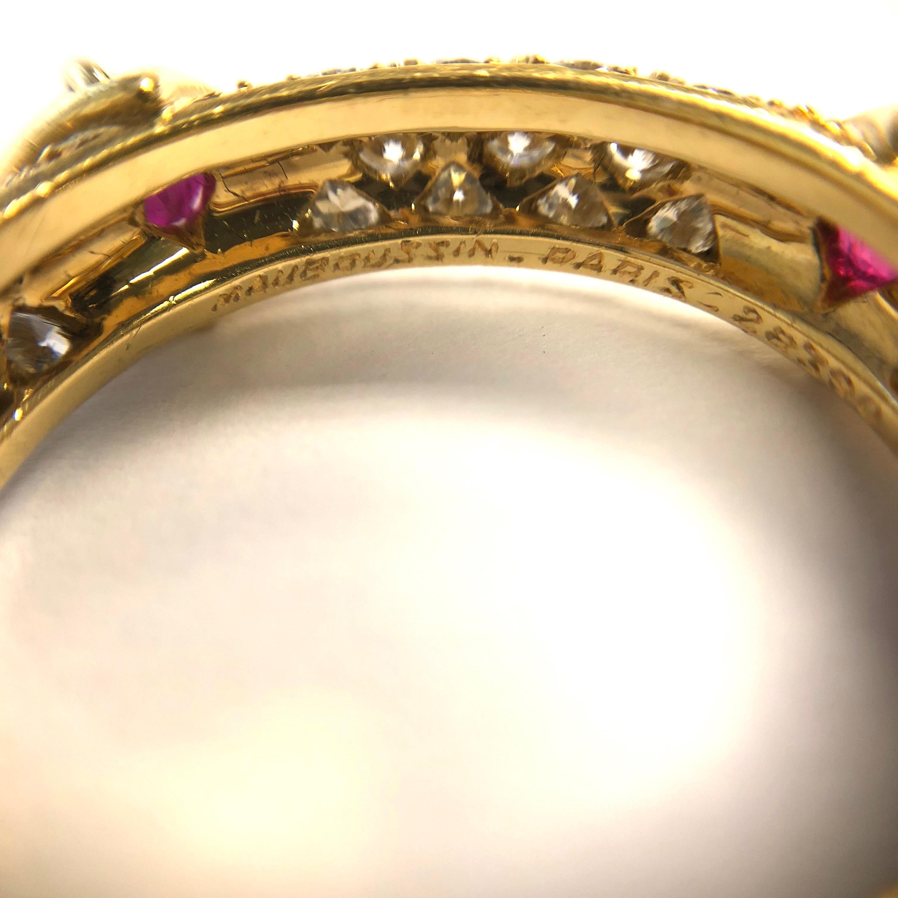 Mauboussin Diamond and Ruby Yellow Gold Eternity Band In Excellent Condition In Agoura Hills, CA