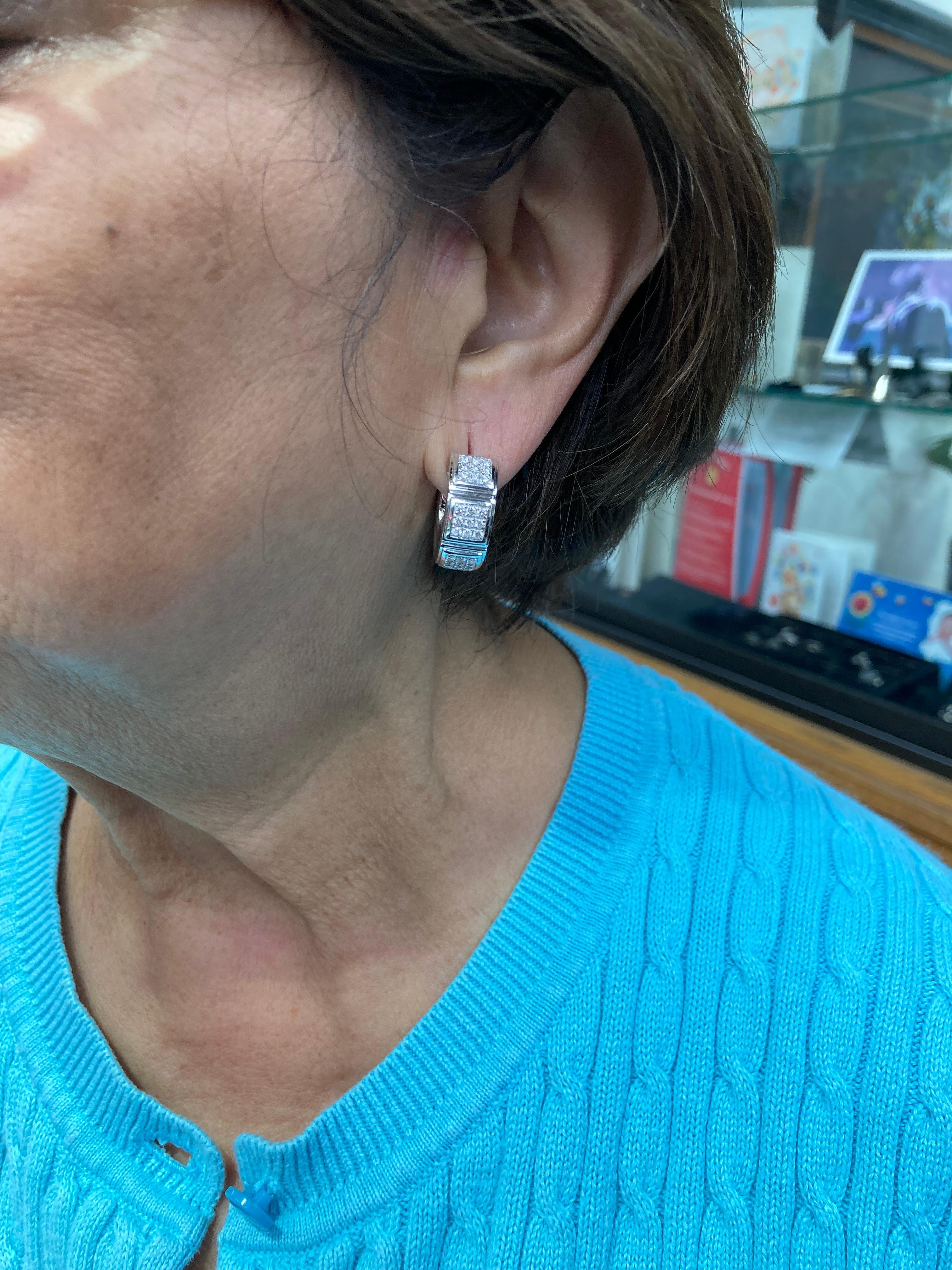 Mauboussin Diamond Black Mother of Pearl Reversible Hoop Earrings For Sale 1
