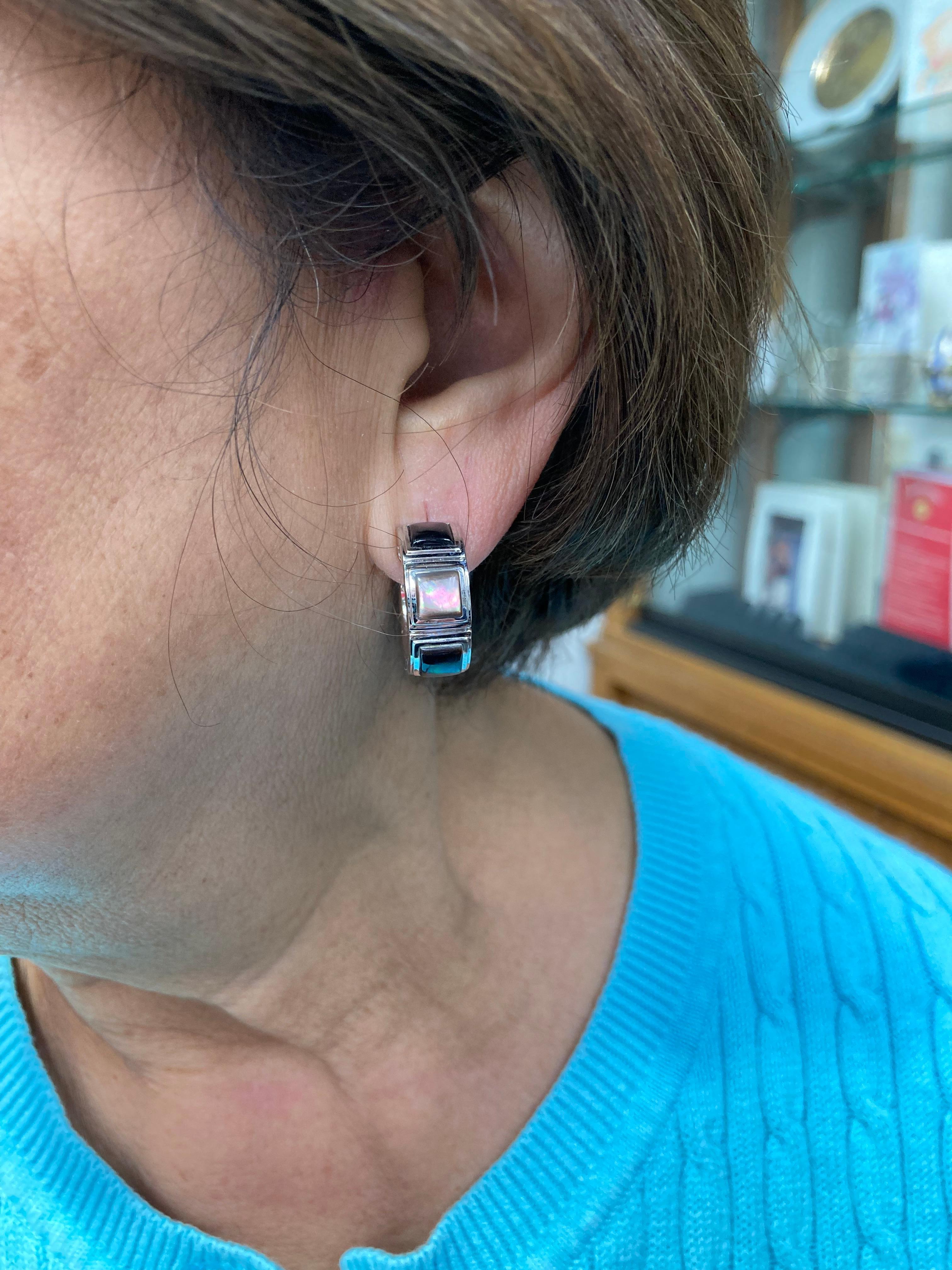 Mauboussin: Wende-Ohrringe aus schwarzem Perlmutt mit Diamanten im Angebot 3