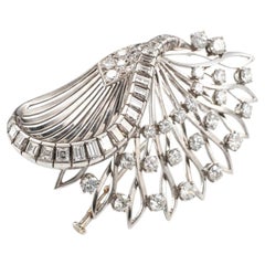 Mauboussin Diamond Brooch White Gold Vintage Paris Floral Spray Design