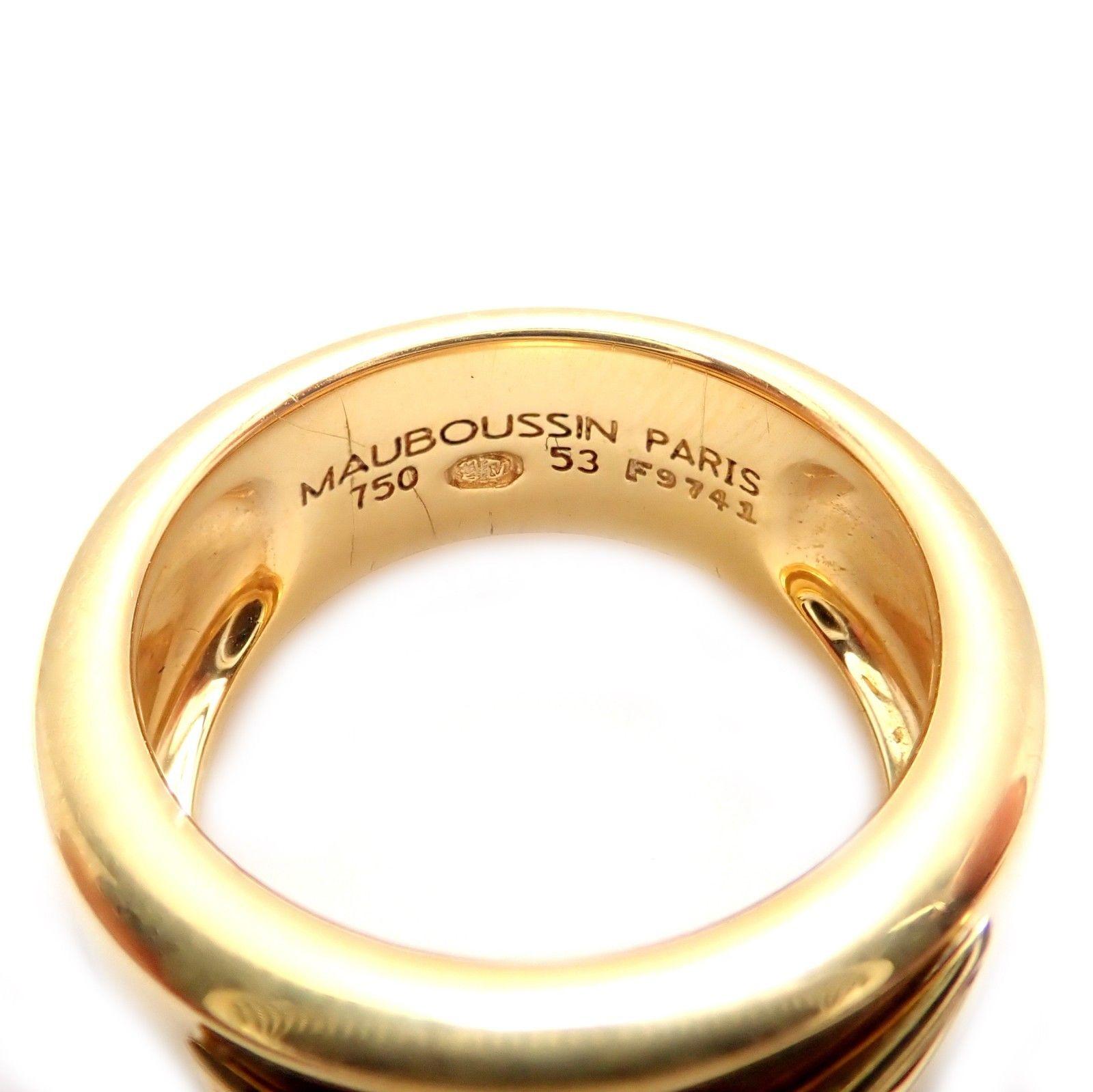 Mauboussin Diamond Celestial Star Etoile Yellow Gold Band Ring In New Condition In Holland, PA